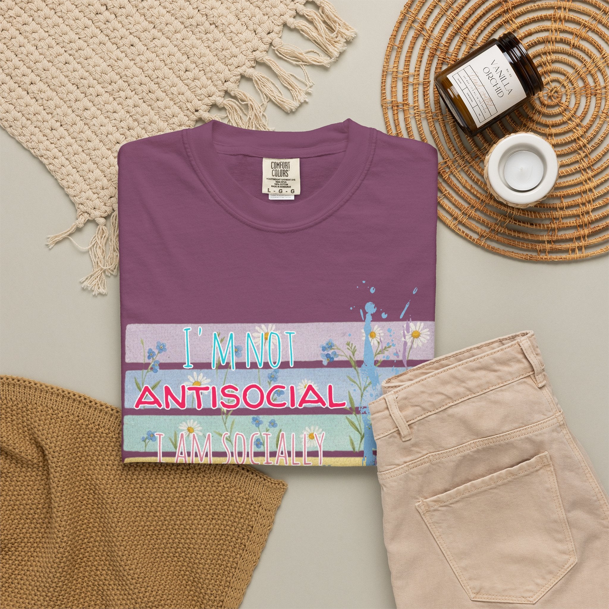 Antisocial Selective T-Shirt — Pastel Stripes Floral Graphic Tee