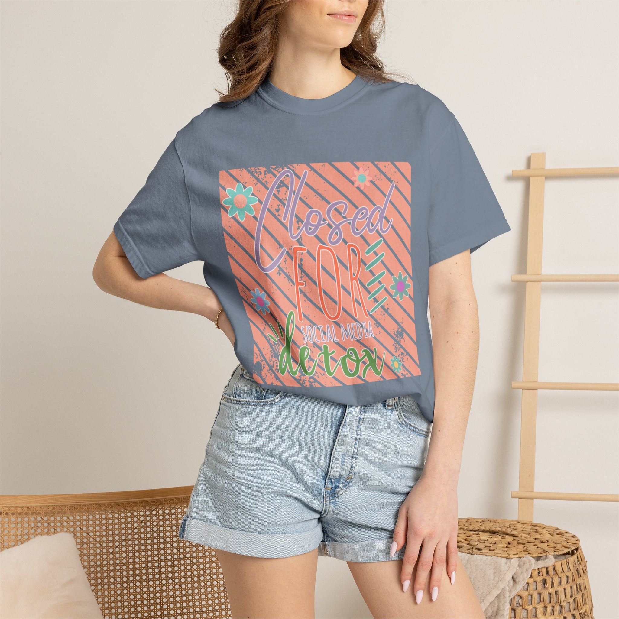 Closed for Detox Textured T-Shirt — Retro Pastel Spa Vibe Tee