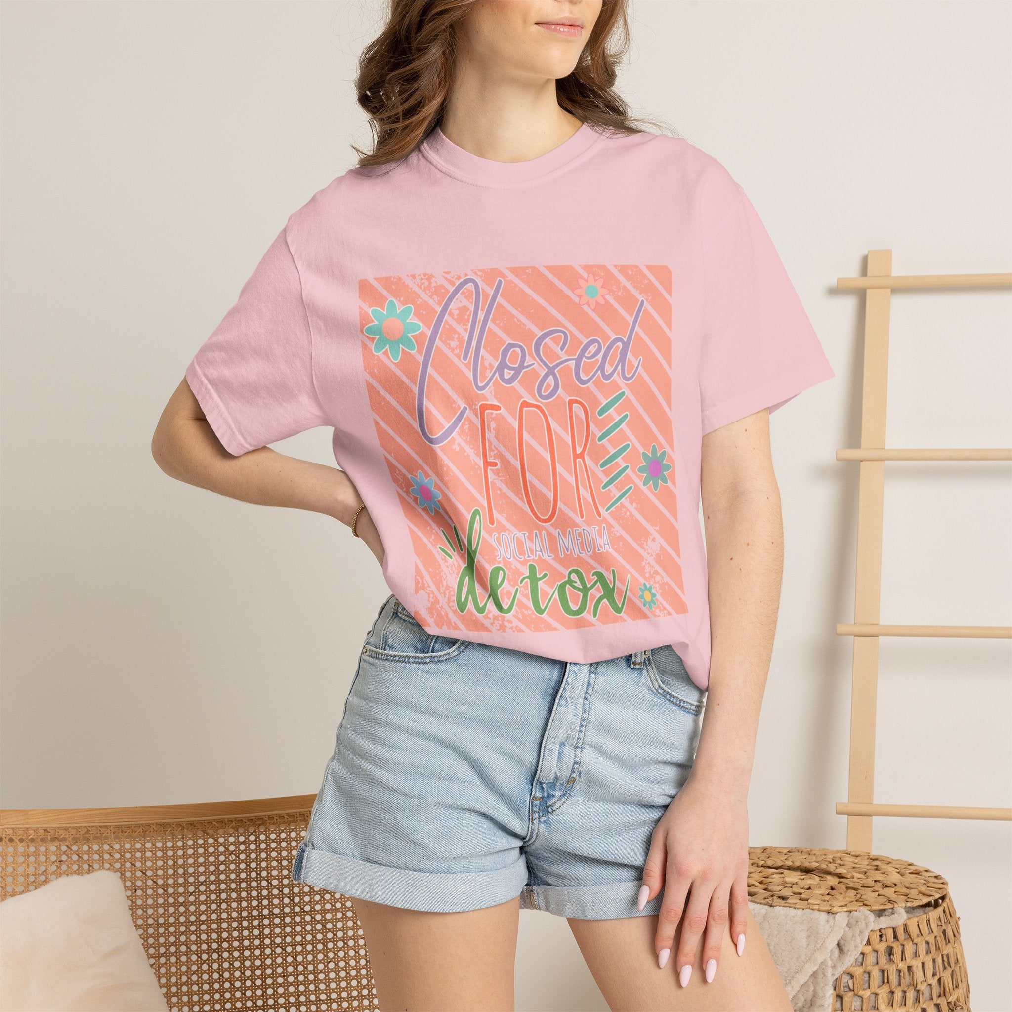Closed for Detox Textured T-Shirt — Retro Pastel Spa Vibe Tee