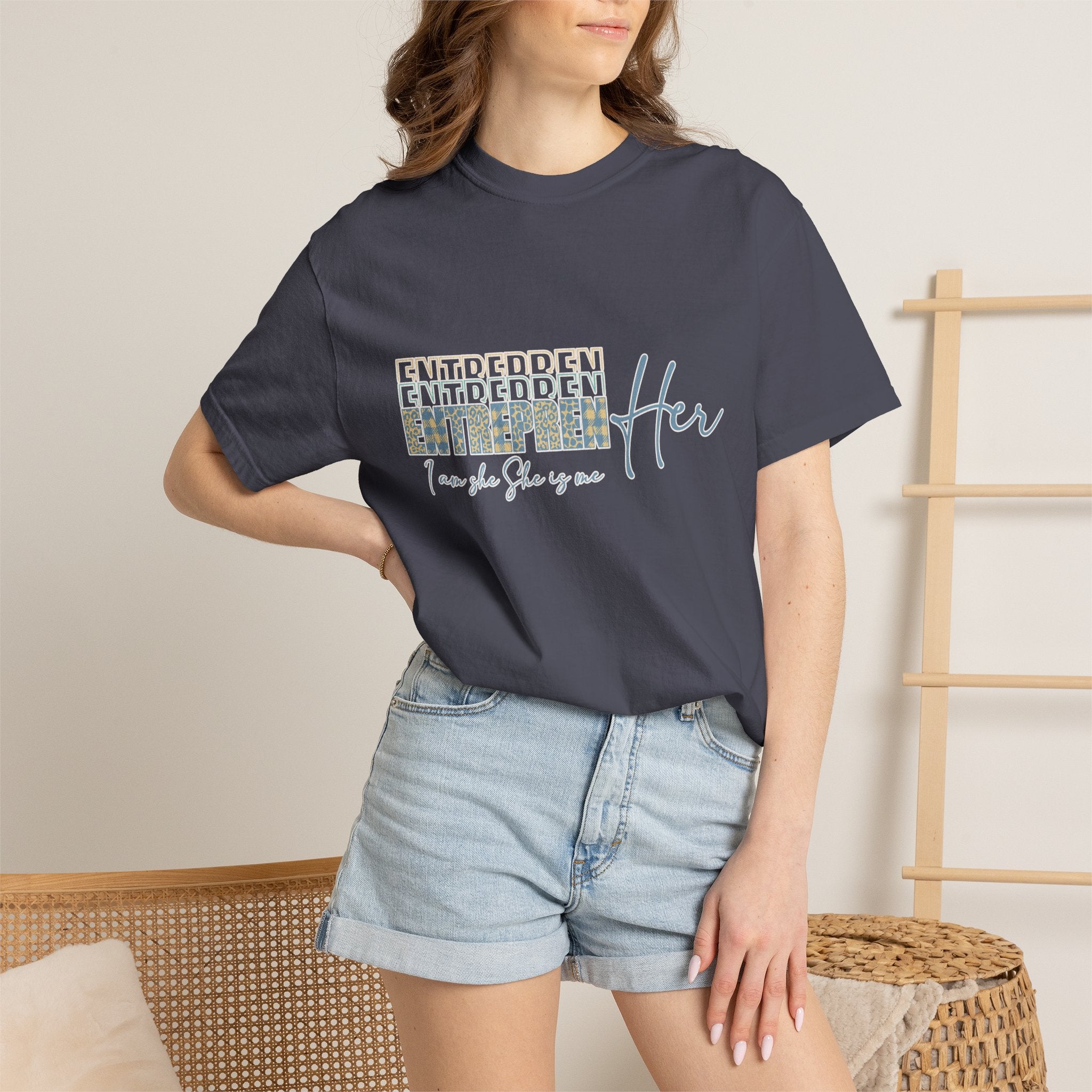 EntreprenHer Leopard Print Script Tee — "I run this, She runs you" Inspirational Graphic Tee