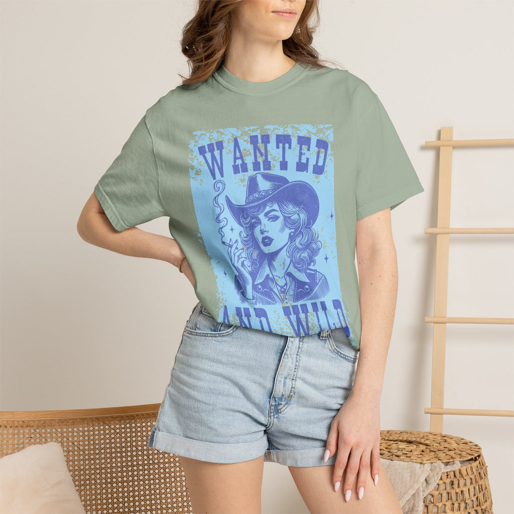 Wanted and Wild Cowboy Cowgirl  Textured T-Shirt