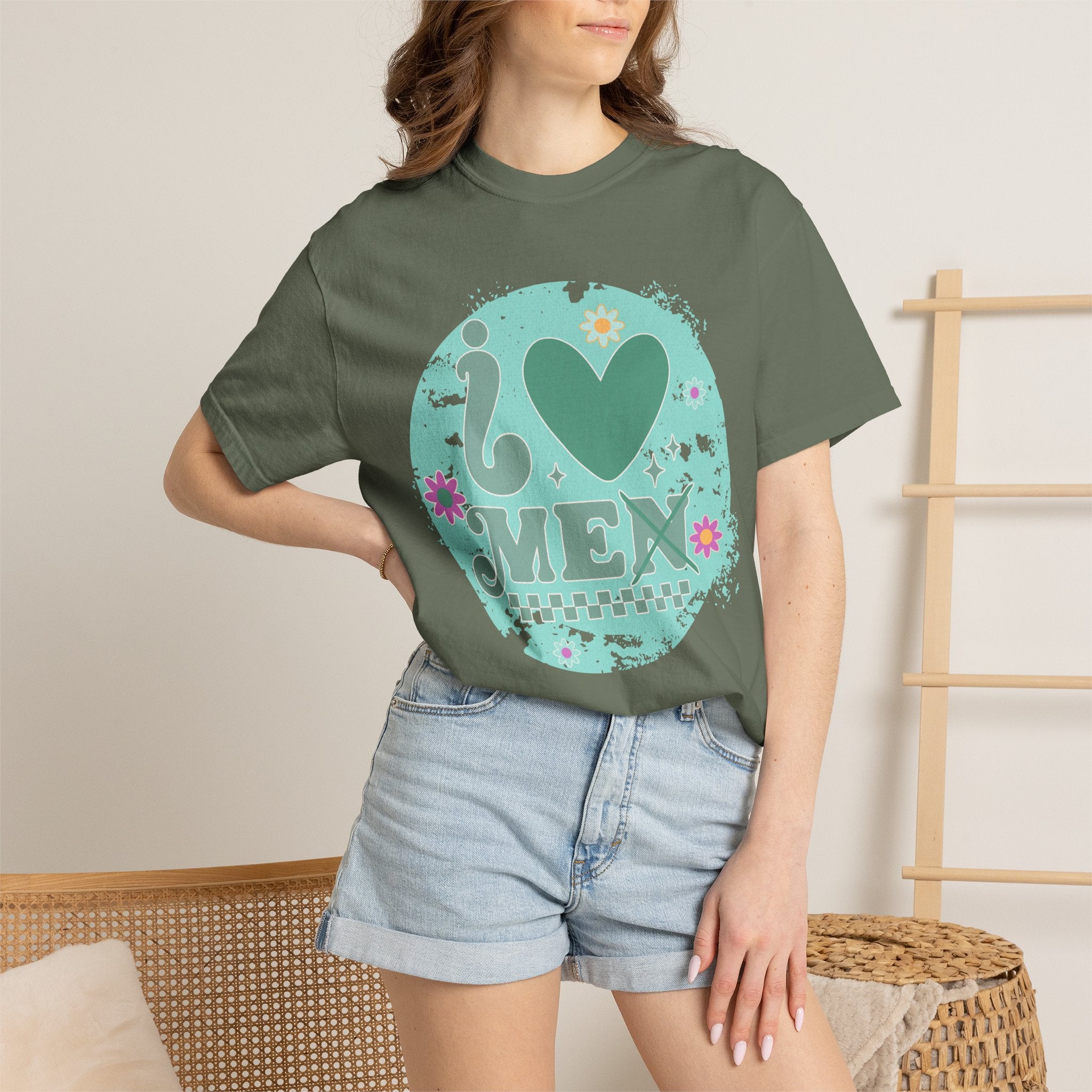 Funny Retro Self Love Textured Tee — Retro Floral Love Tee