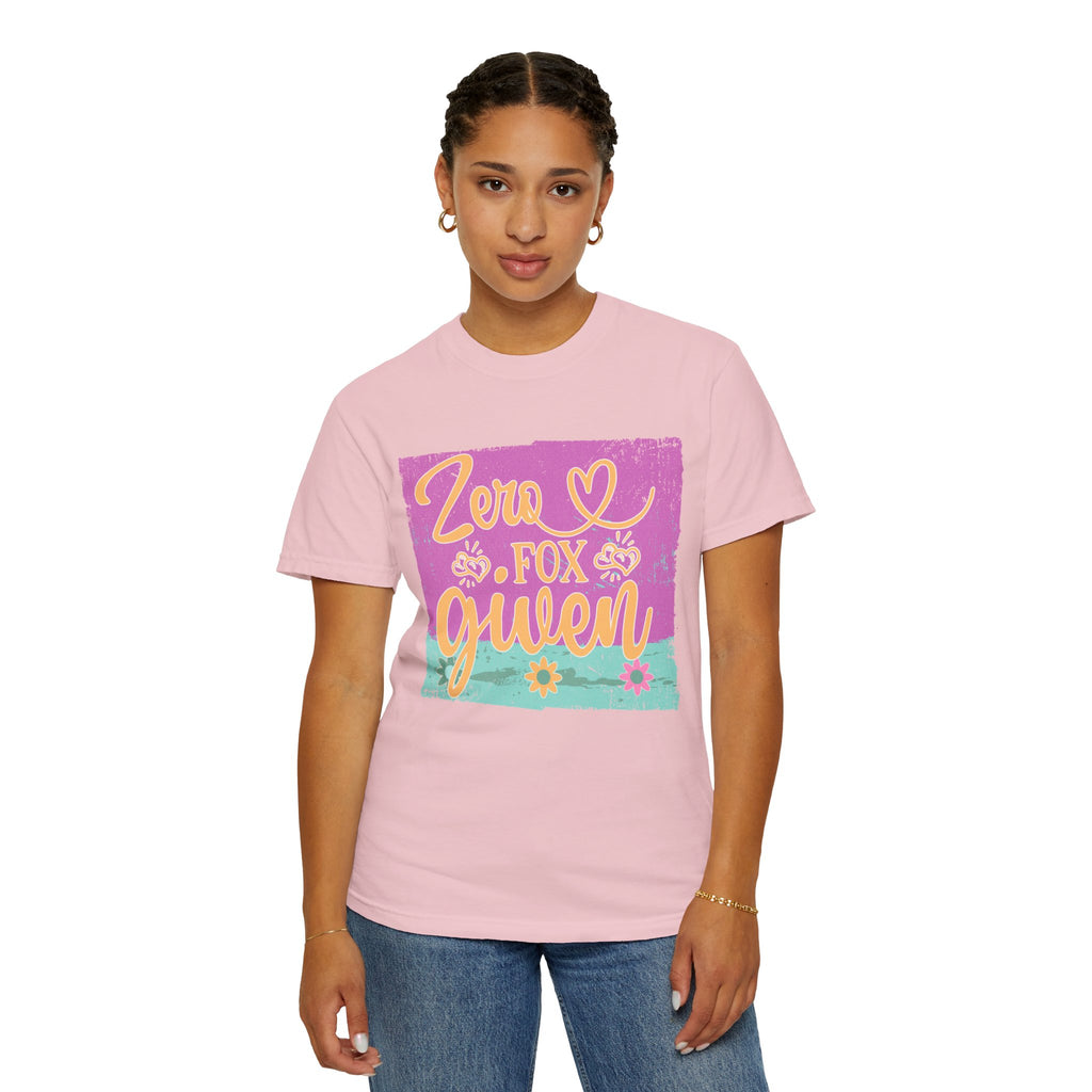 Textured T-Shirt — "Zero Fox Given" Retro Floral Graphic Tee