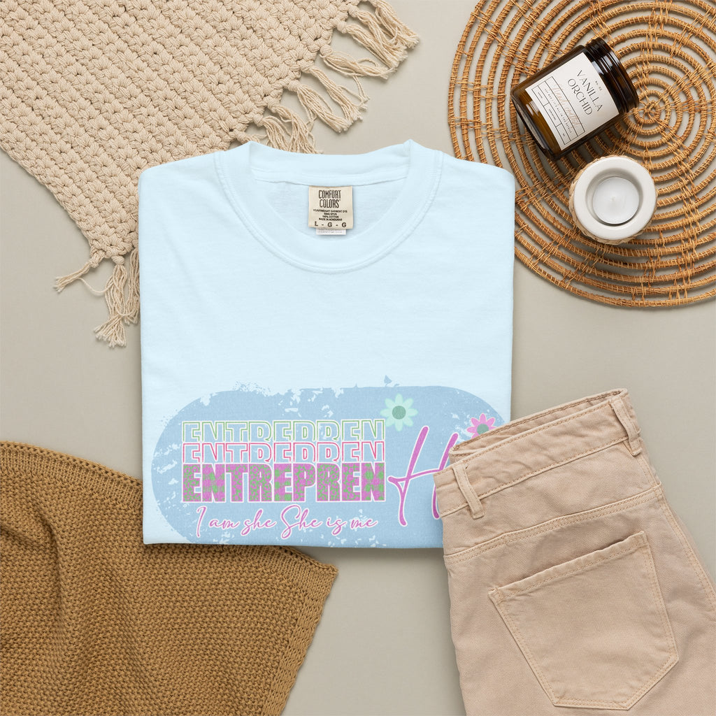 Entrepreneur Mom Floral Textured Tee — 'EntreprenHer' Graphic T-Shirt