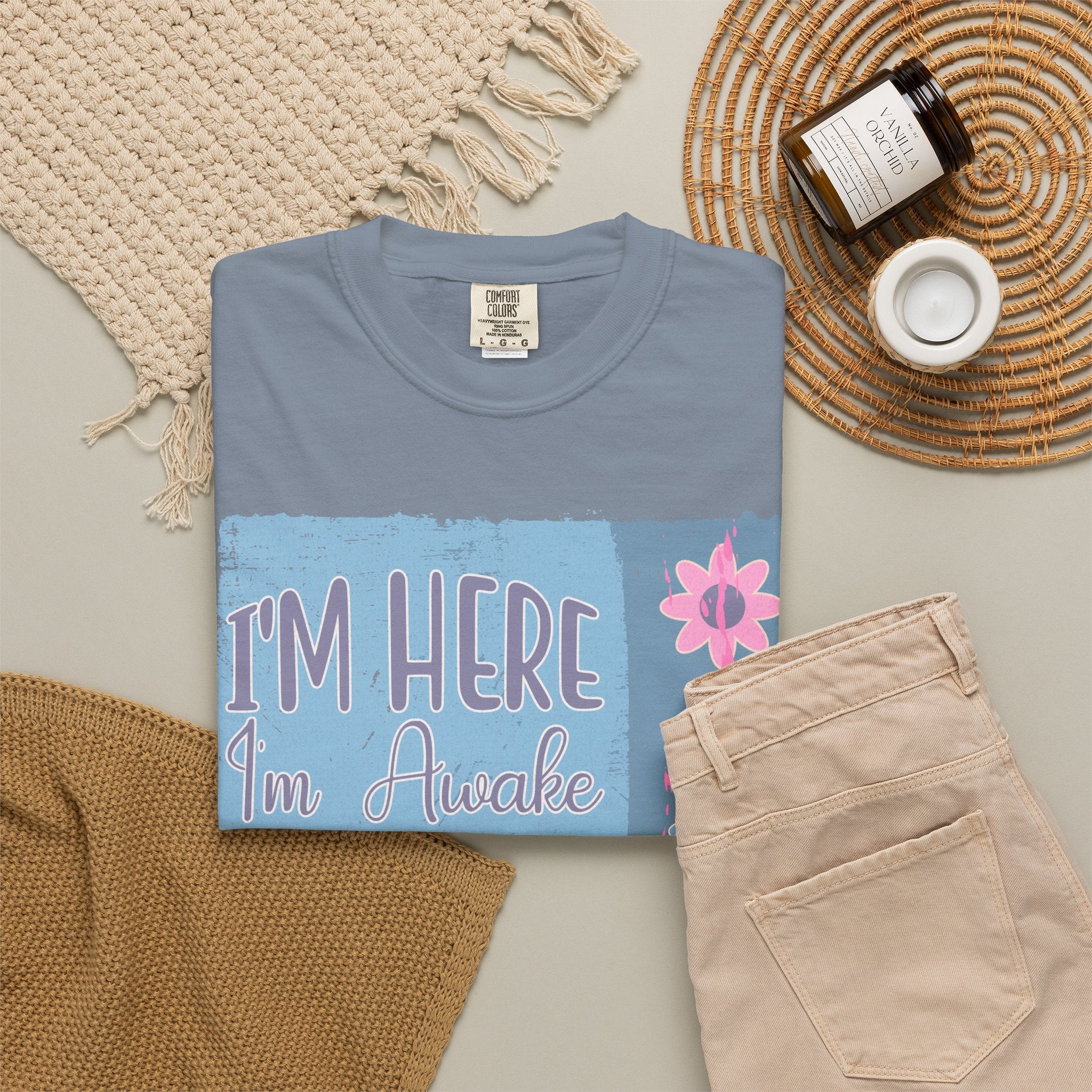 I’m Here, I’m Awake Don’t Push It Textured T-Shirt