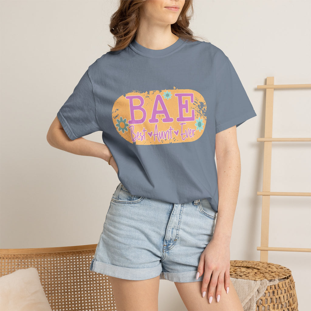 BAE Best Aunt Ever Textured T-Shirt — Floral Retro Graphic Tee for Cool Aunts