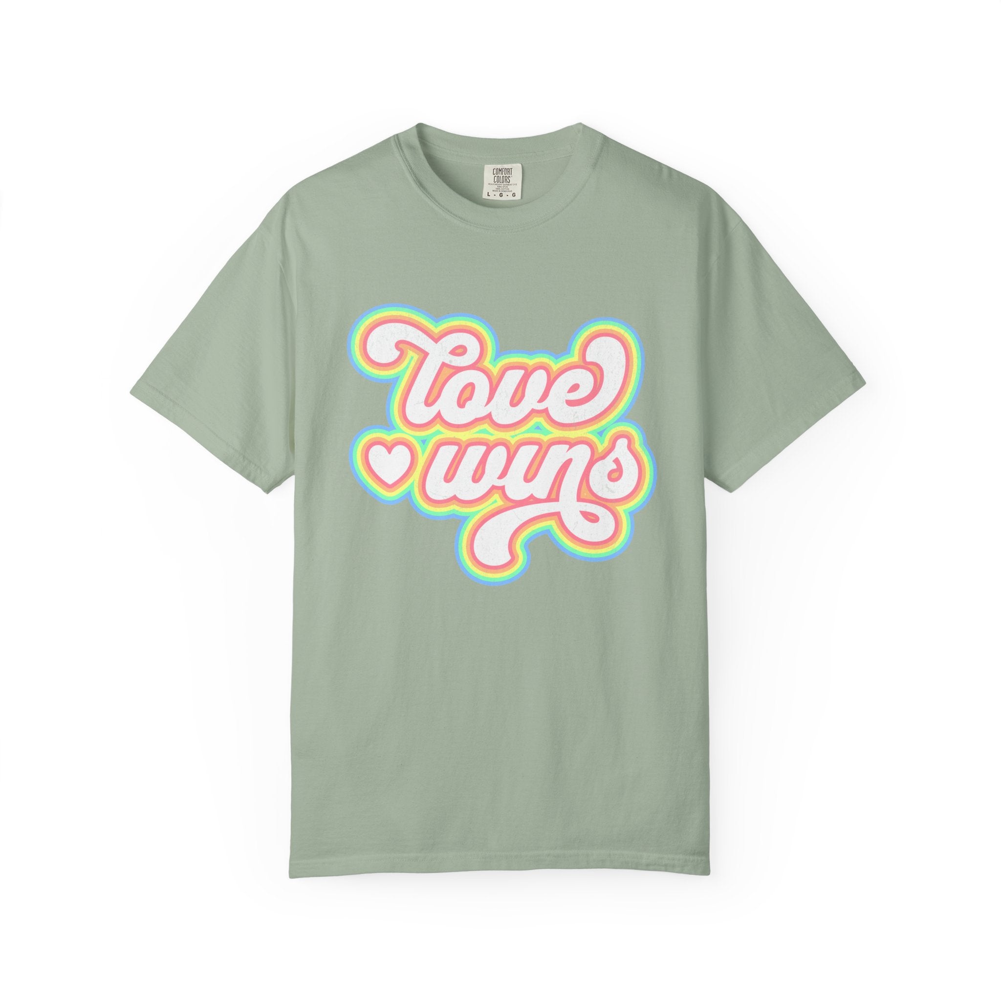 Textured Retro 'Love Wins' T-Shirt — Rainbow Script Pride Tee