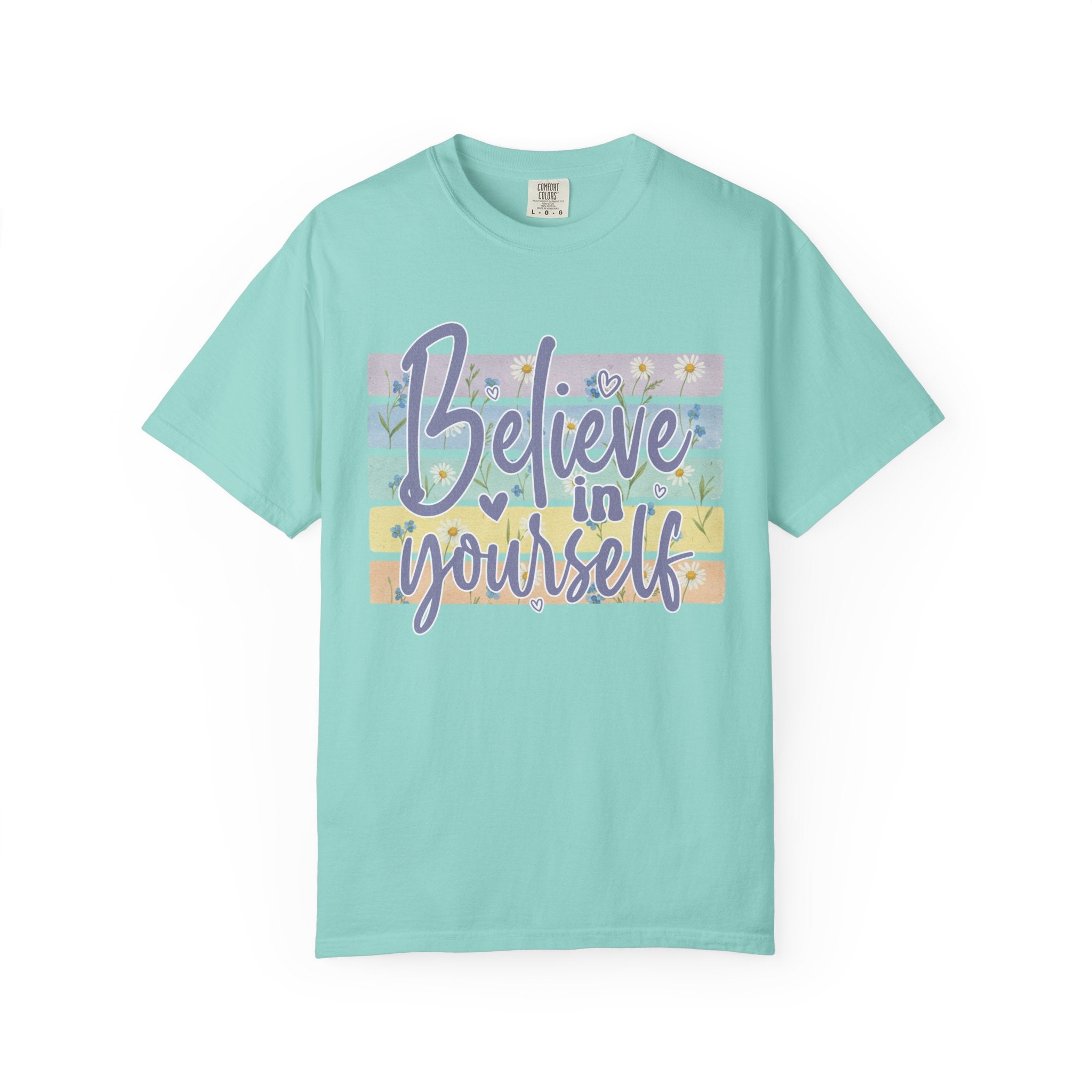 Textured Believe In Yourself T-Shirt — Inspirational Pastel Graphic Tee