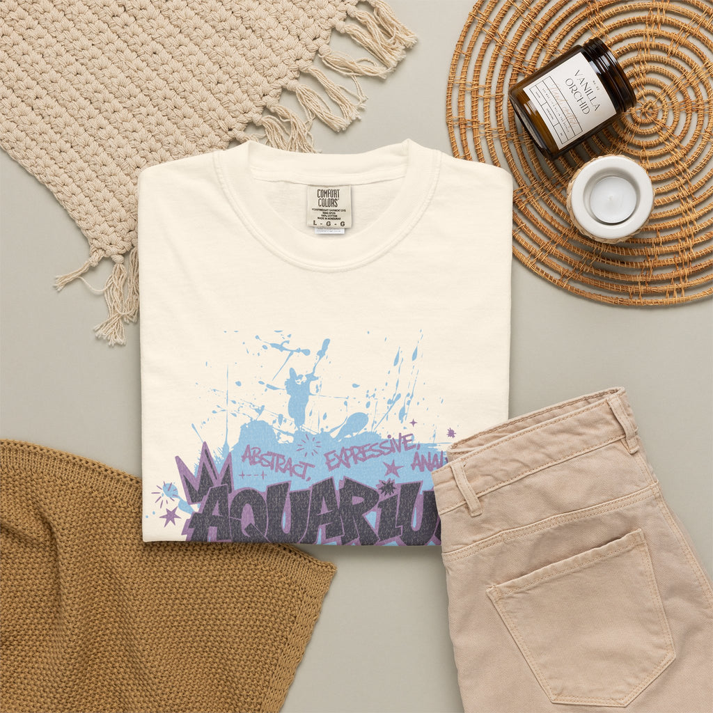 Aquarius Zodiac Textured T-Shirt — Water-Bearer Horoscope Tee