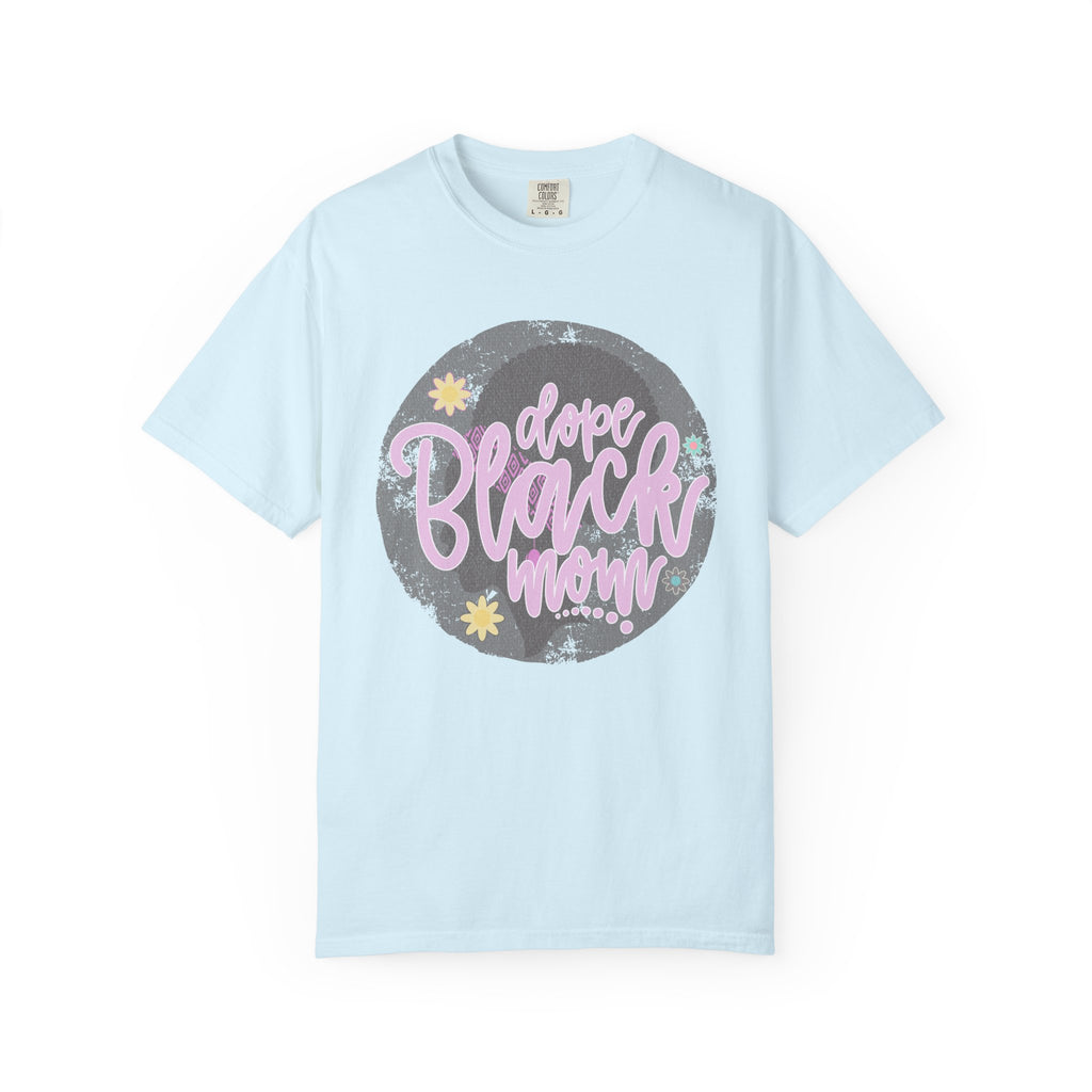Dope Black Mom Textured  T-Shirt — Retro Script Graphic Tee for Proud Moms