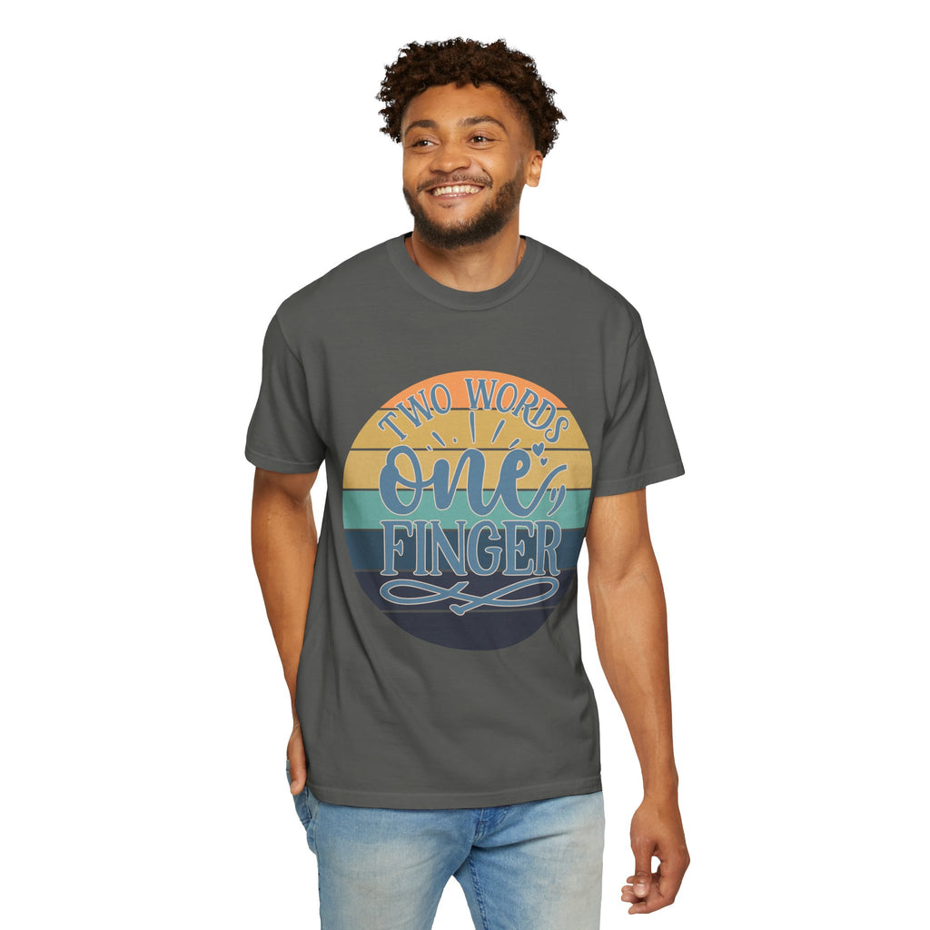 Retro 'Two Words One Finger' Graphic T-Shirt