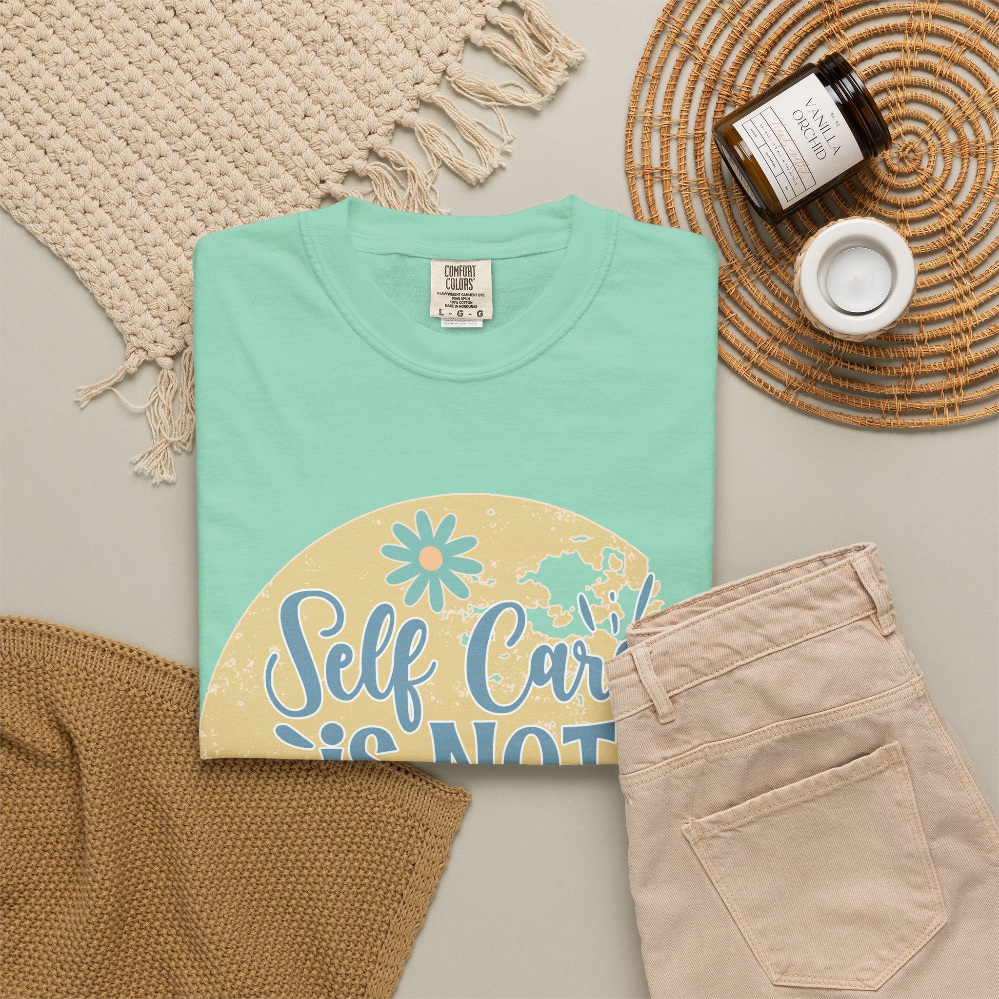 Self Care Is Not Selfish T-Shirt — Textured Positive Mental Health Tee