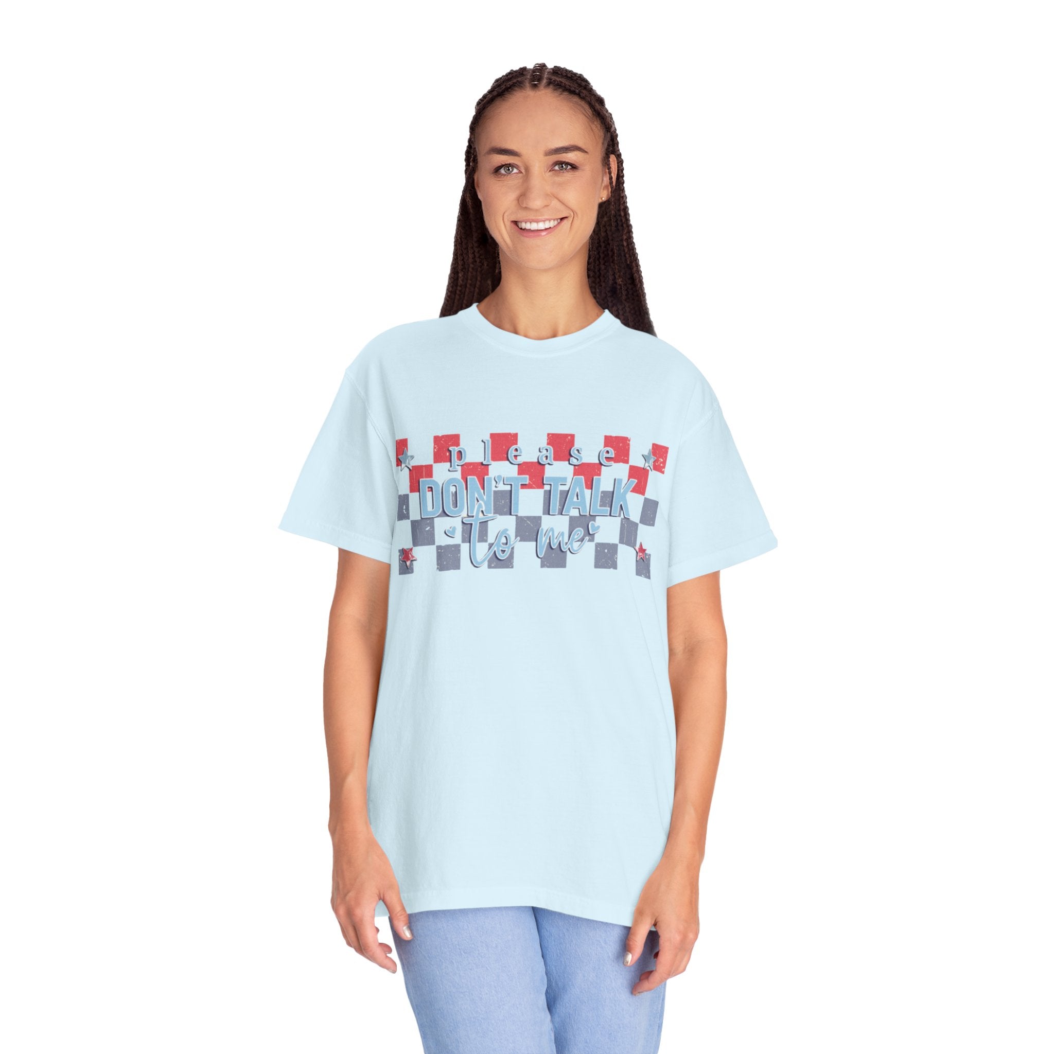 Textured Don’t Talk to Me Checkerboard T-Shirt — Retro USA Graphic Tee
