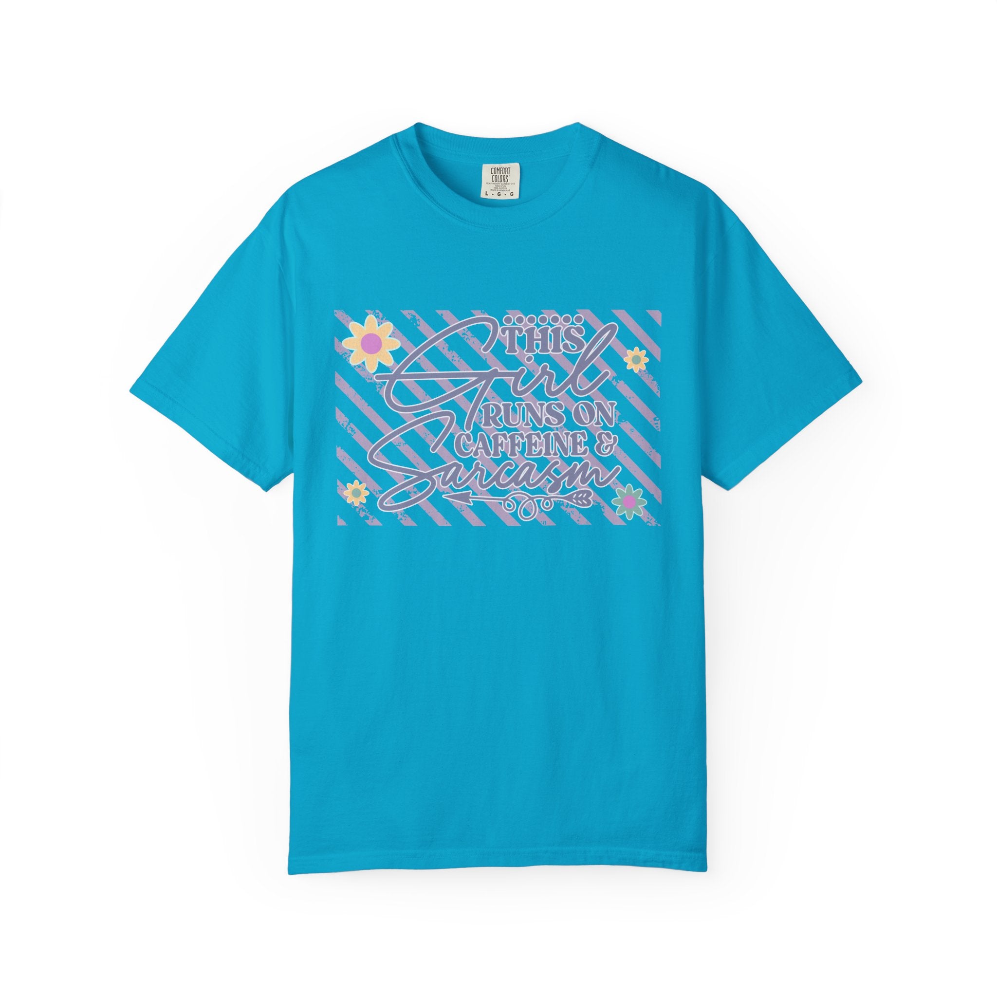 This Girl Runs On Caffeine & Sarcasm  — Textured Women's Graphic T-Shirt