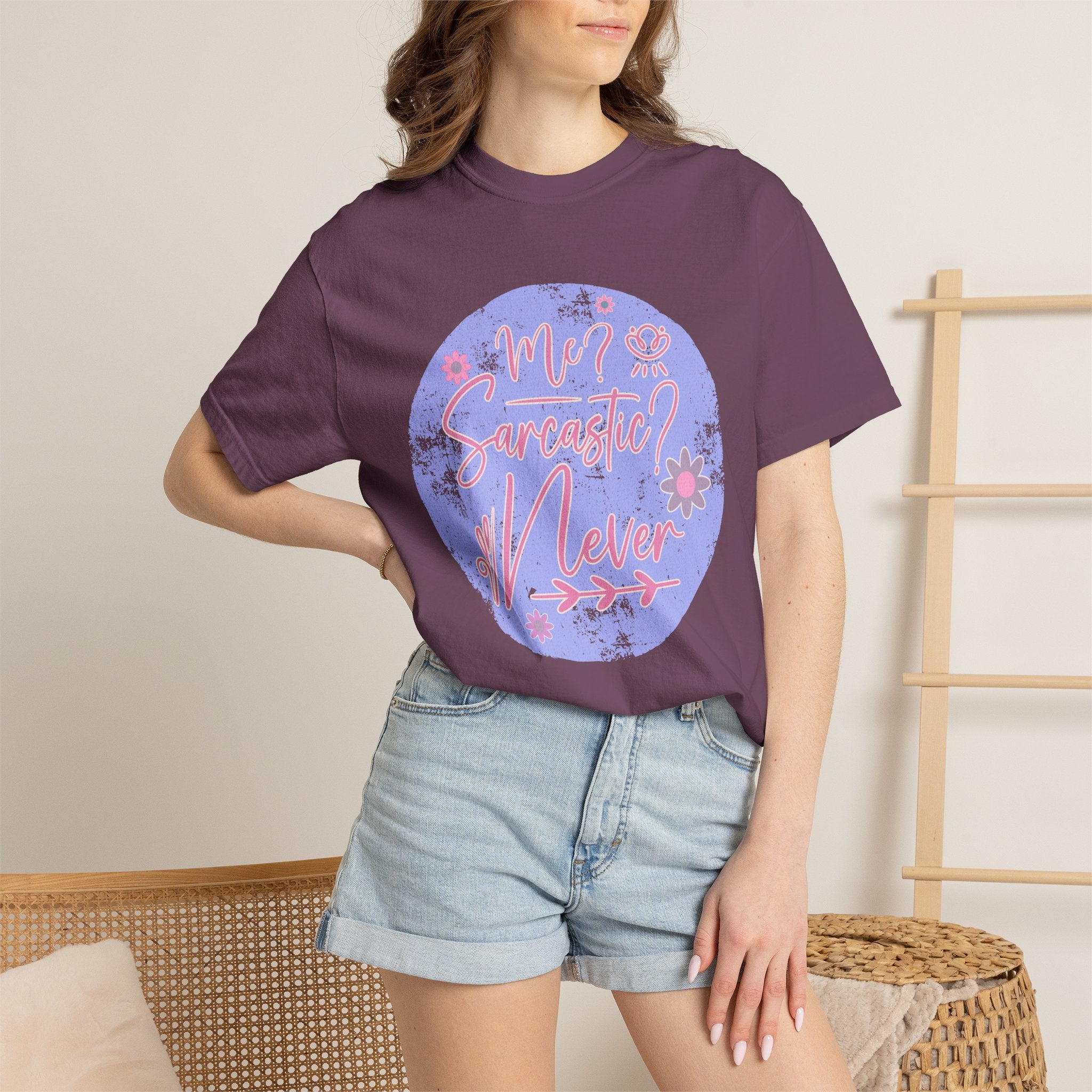 Me Sarcastic Textured Floral T‑Shirt — Retro Pastel Circle Graphic Tee