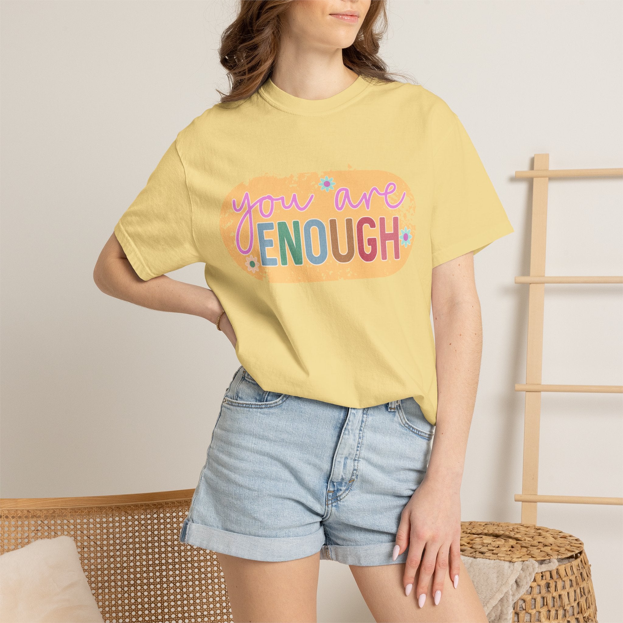 You Are Enough Textured T-Shirt — Positive Message Graphic Tee