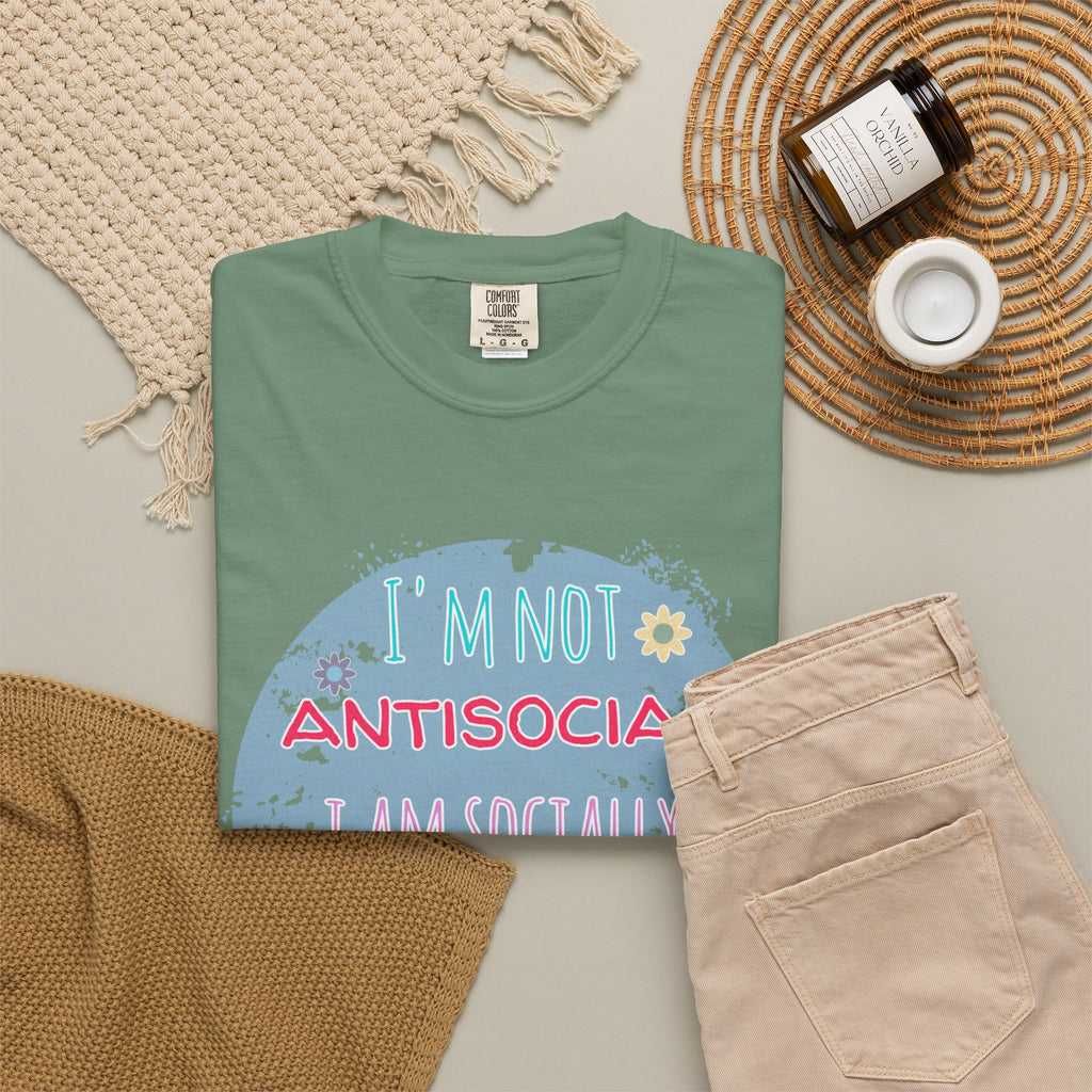 Textured T-Shirt — "I'm Not Antisocial, I Am Socially Selective" Graphic Tee