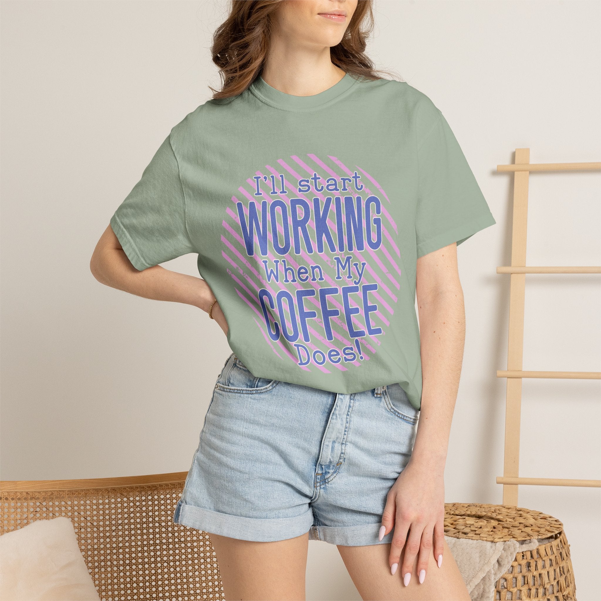 Funny Retro Textured Coffee Work Shirt
