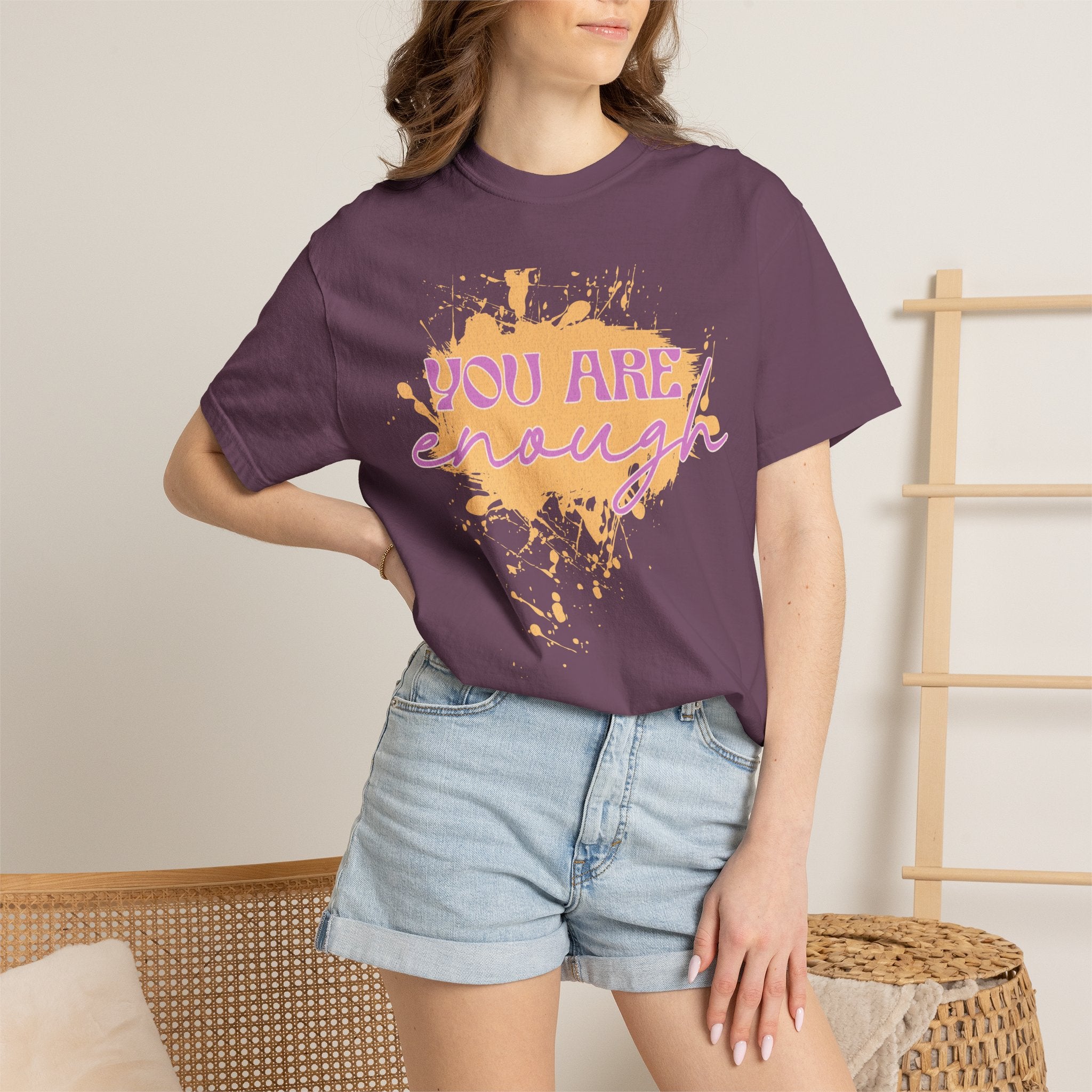 You Are Enough Textured T‑Shirt — Inspirational Positive Message Tee