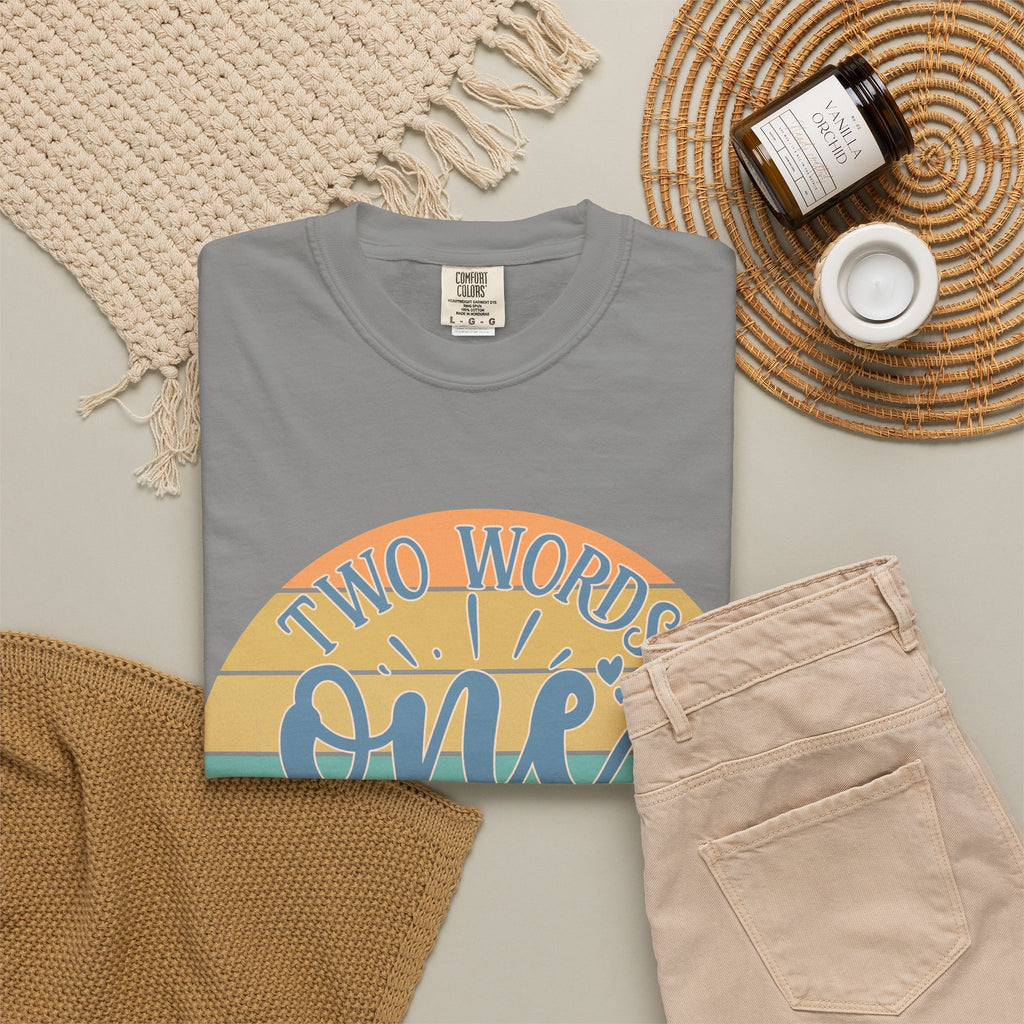 Retro 'Two Words One Finger' Graphic T-Shirt