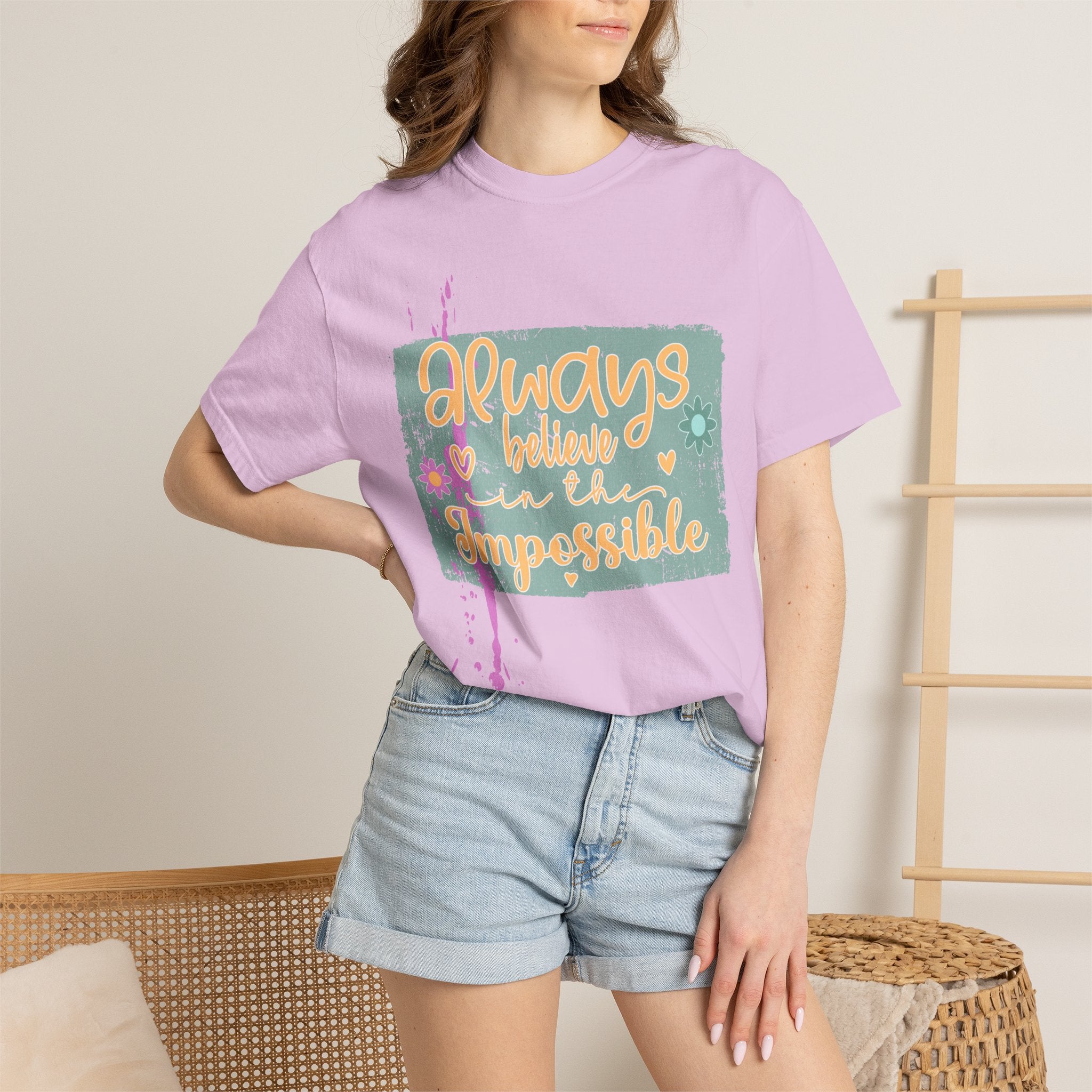 Textured Retro Believe In Impossible Unisex Garment-Dyed T-shirt