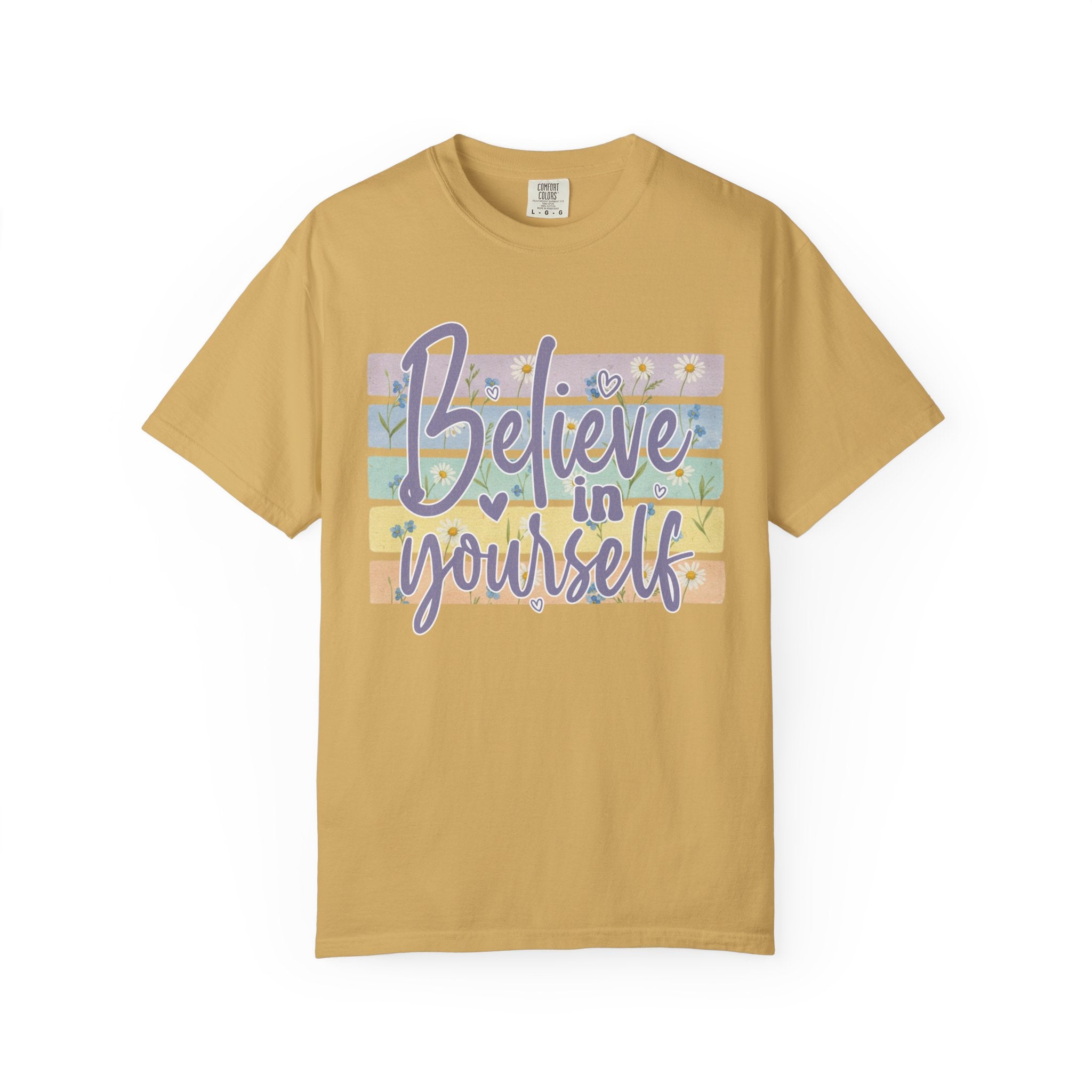 Textured Believe In Yourself T-Shirt — Inspirational Pastel Graphic Tee