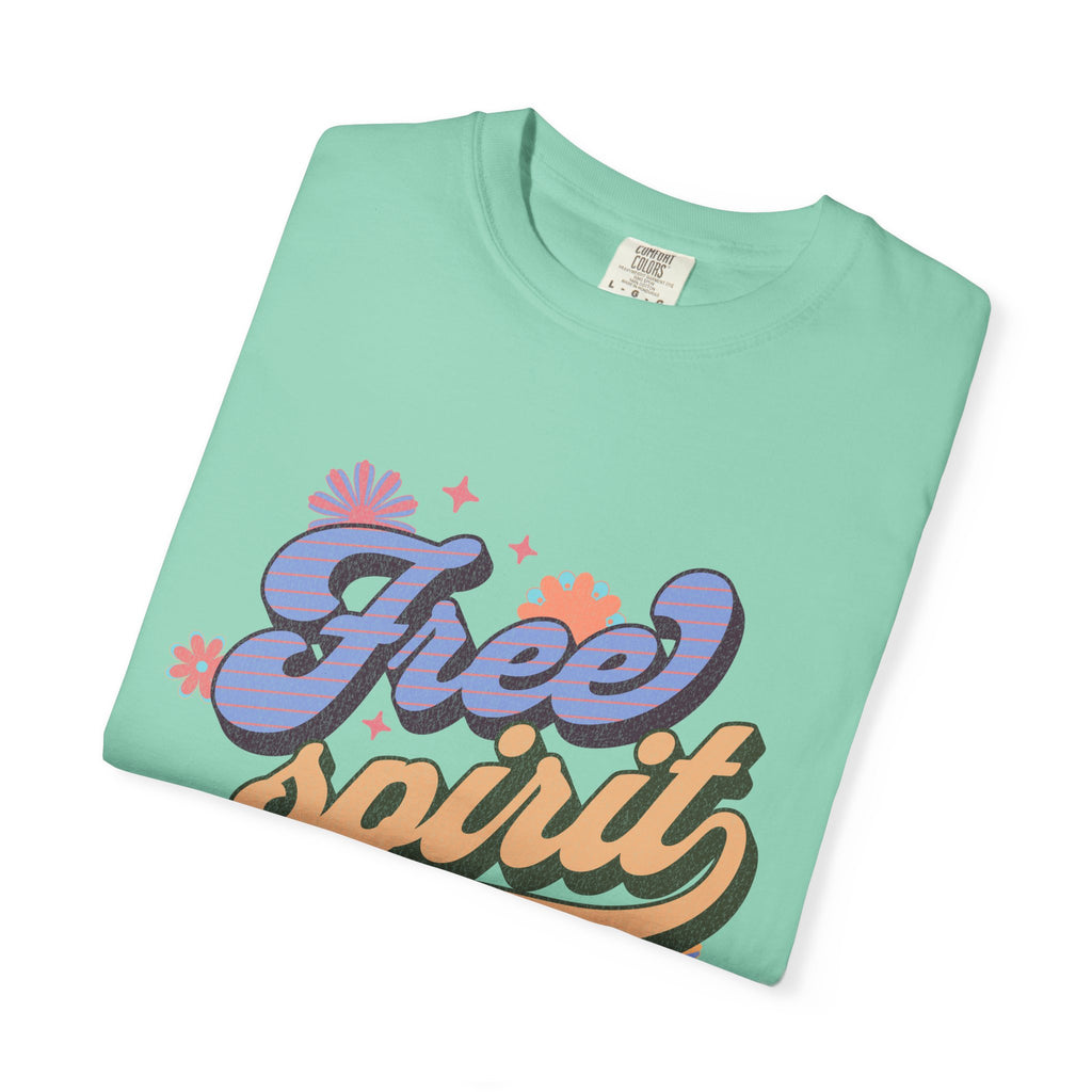 Textured Free Spirit T-Shirt — Retro Hand-Lettered Graphic Tee