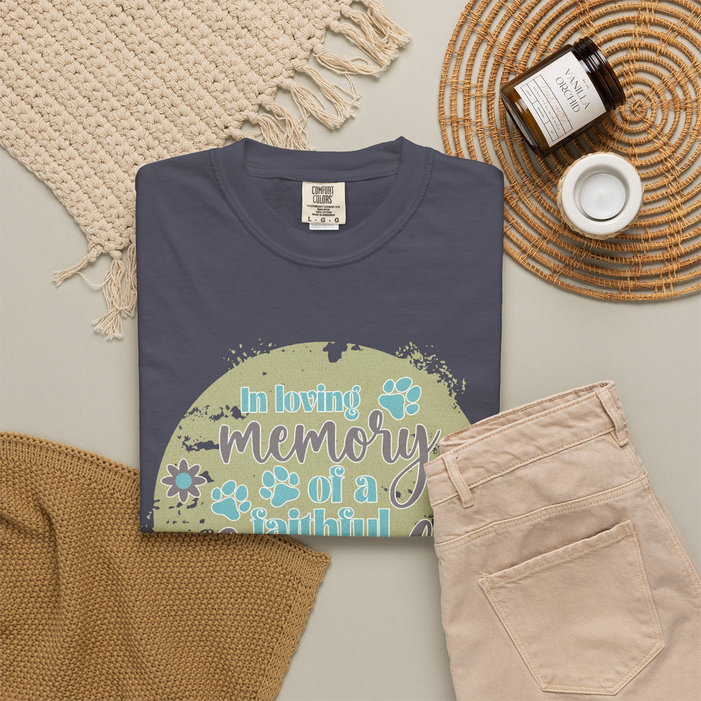 Textured Memorial Dog  Friend T-Shirt — "In Loving Memory of a Faithful Friend" Remembrance Tee