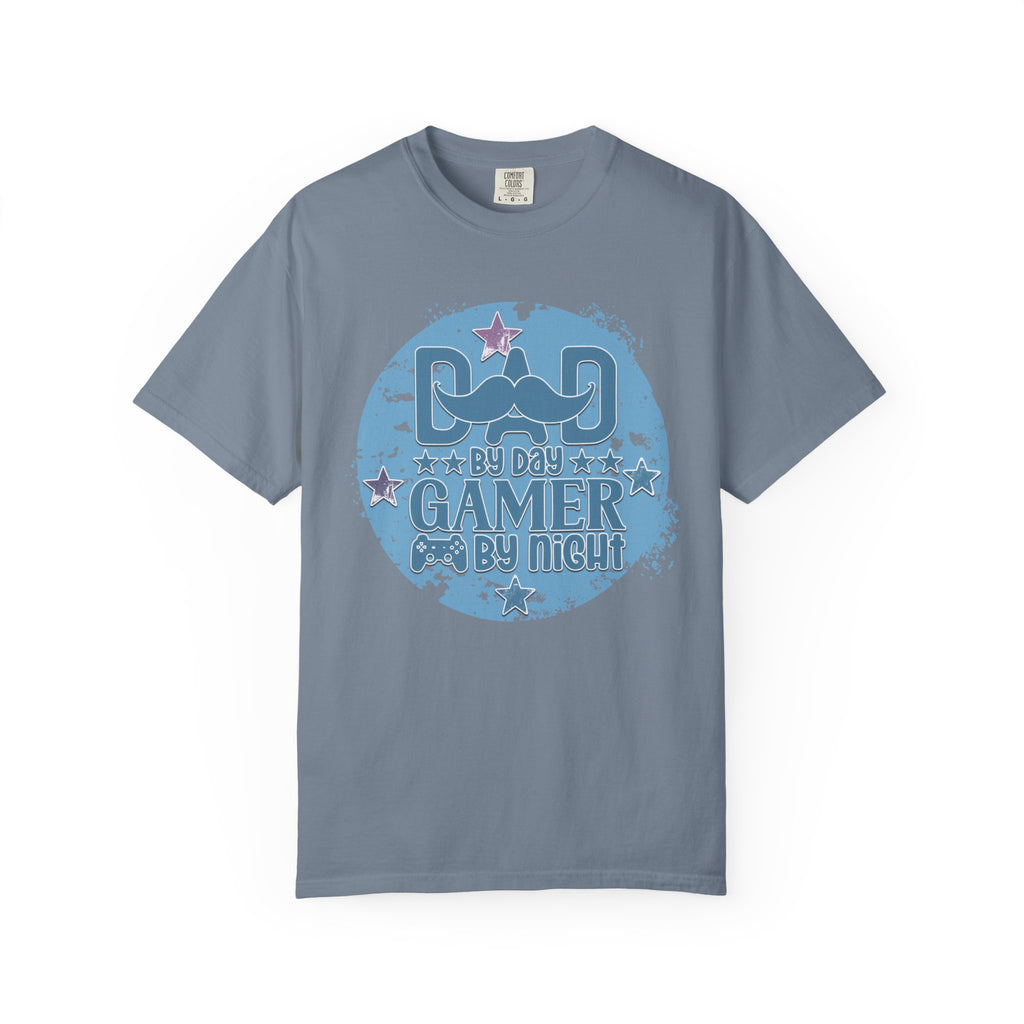 Funny Dad By Day Gamer By Night Textured T-Shirt