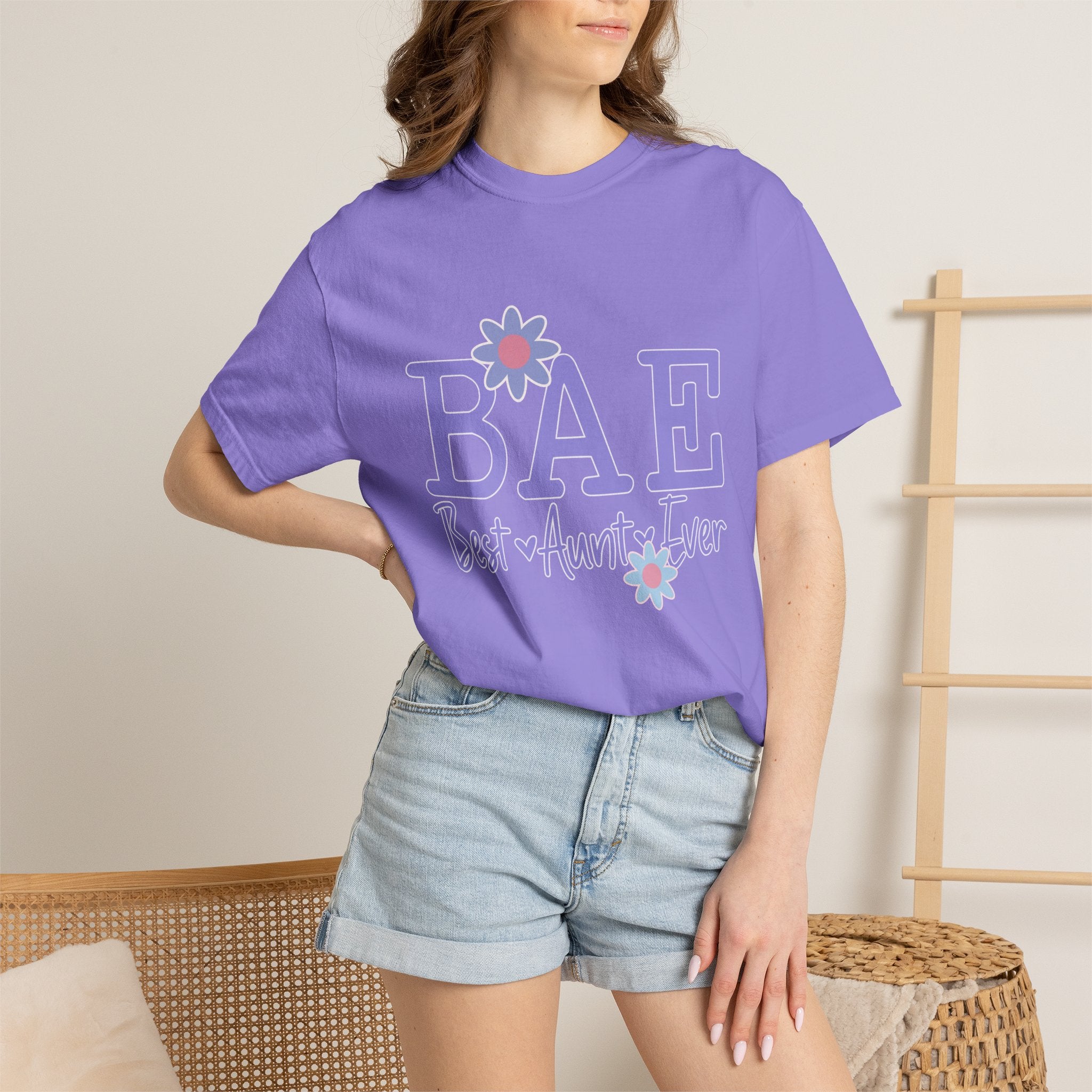 BAE Best Aunt Purple Textured Tee