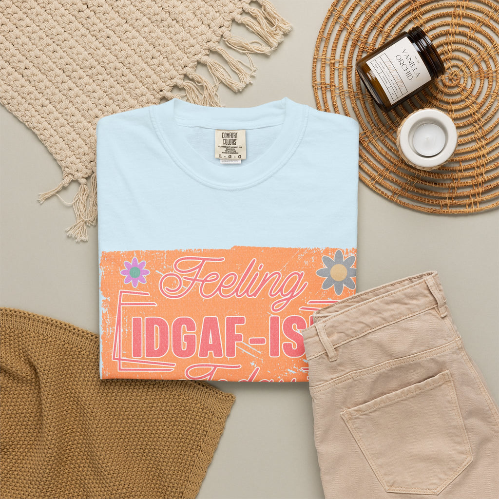 IDGAF-ISH Retro Floral Textured T-Shirt — Funny Sarcastic Graphic Tee