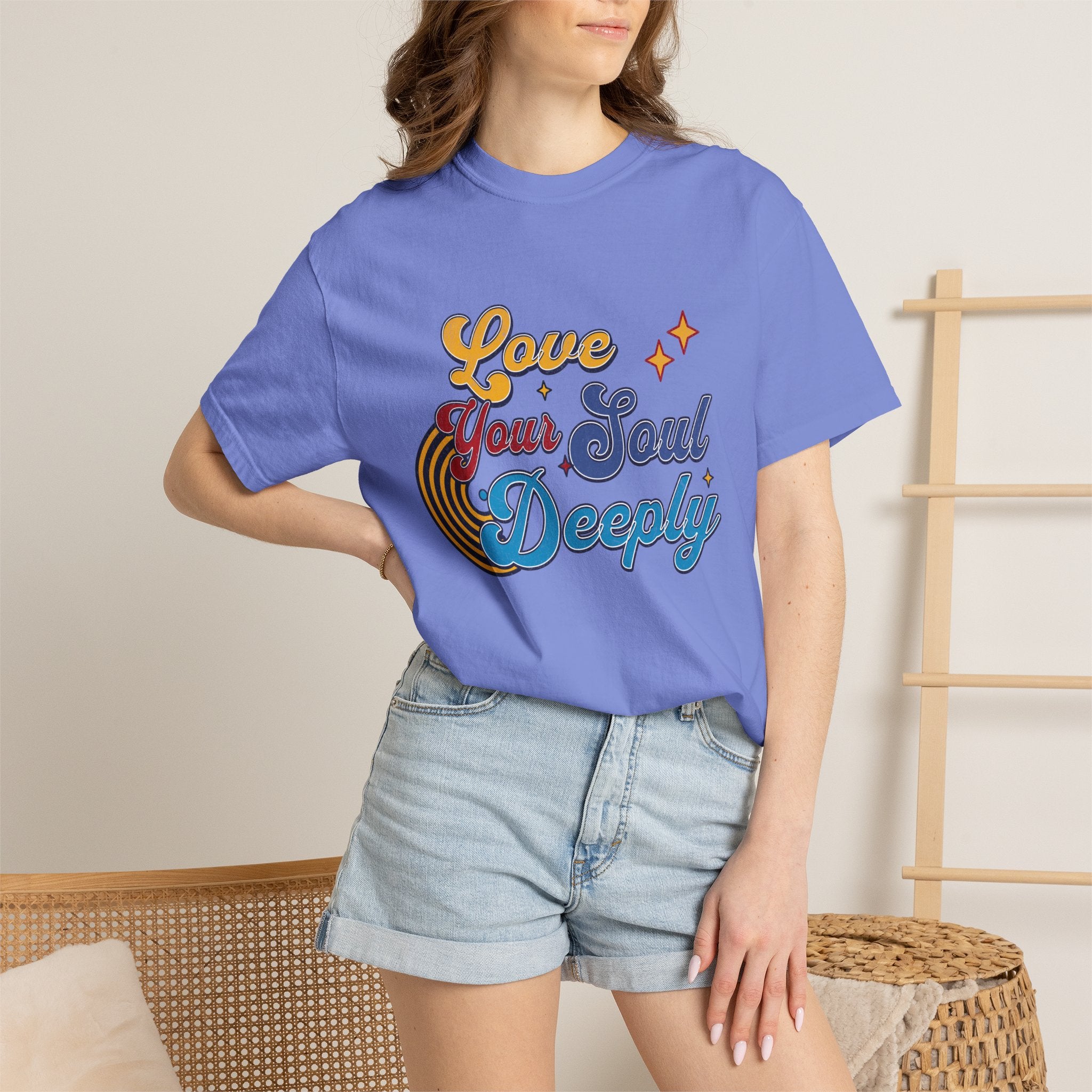 Textured Love Your Soul Deeply T-Shirt — Retro Positive Message Tee