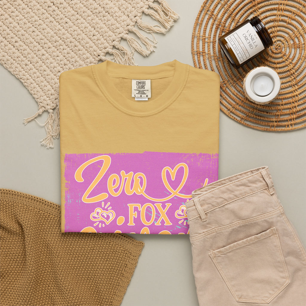 Textured T-Shirt — "Zero Fox Given" Retro Floral Graphic Tee