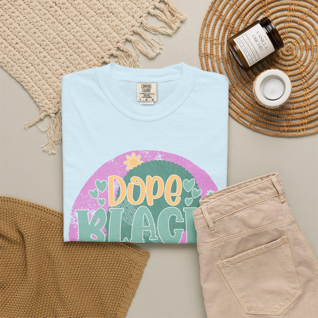 Dope Black Mom Textured T-Shirt — Retro Floral Pride Tee for Black Moms
