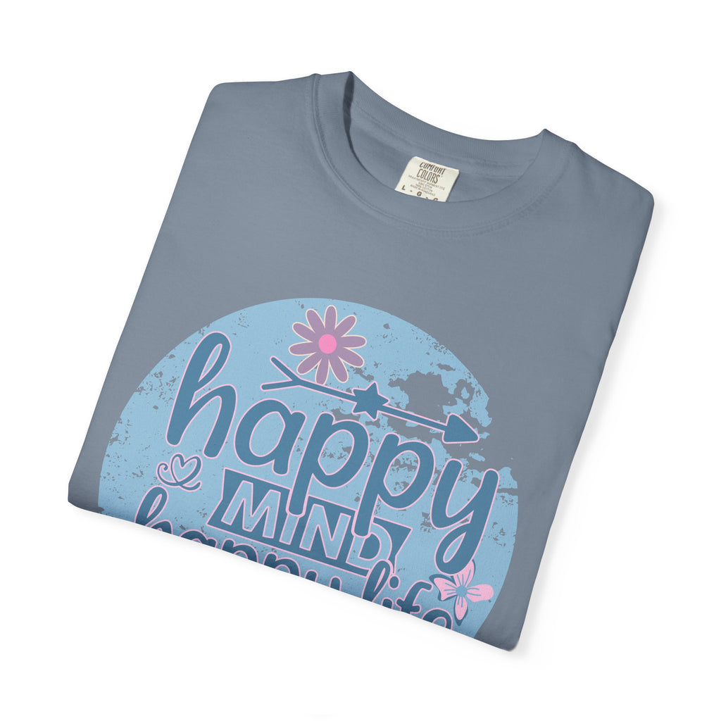Happy Mind Happy Life Textured T-Shirt