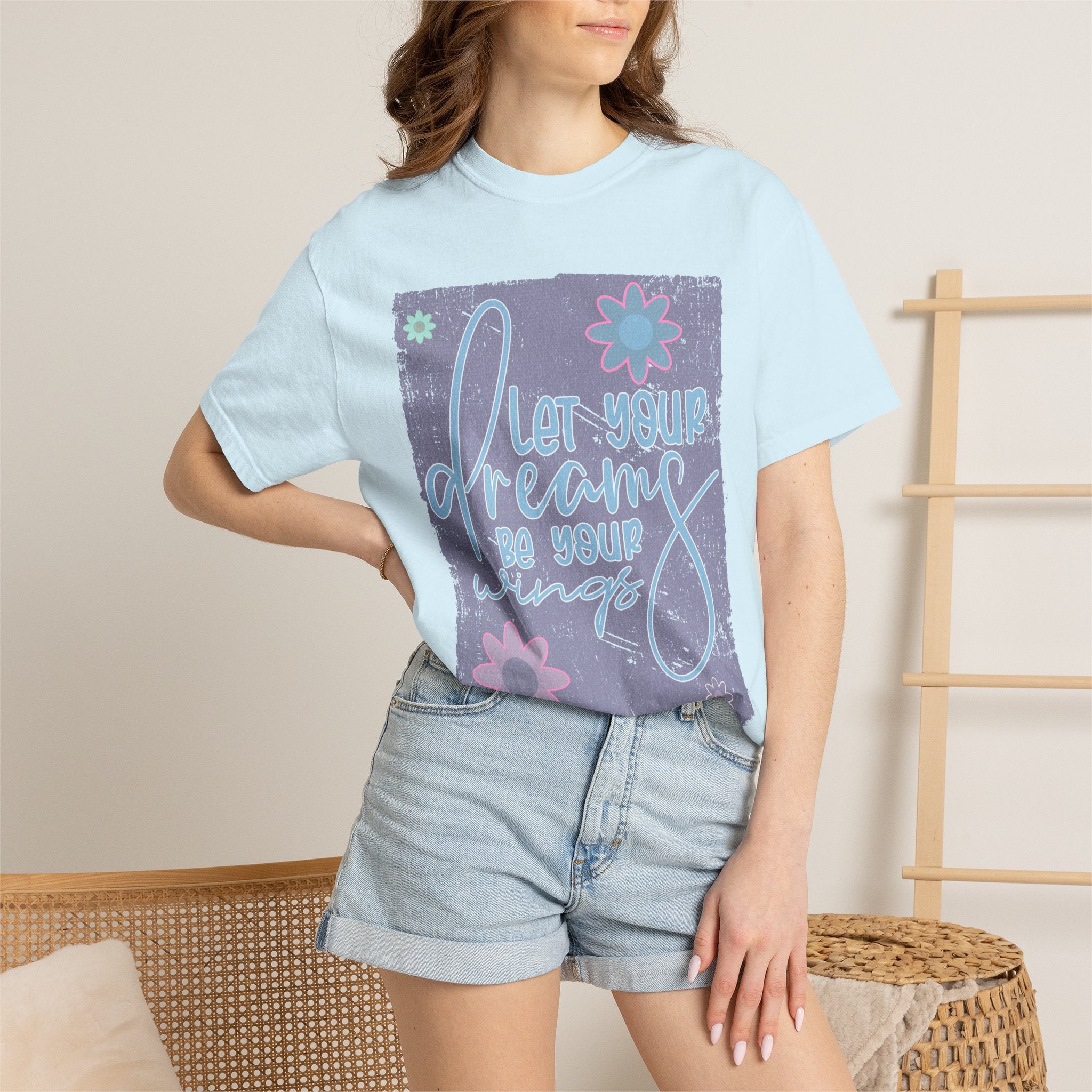 Textured Dream Big Floral T-Shirt — "Live Your Dreams" Inspirational Graphic Tee