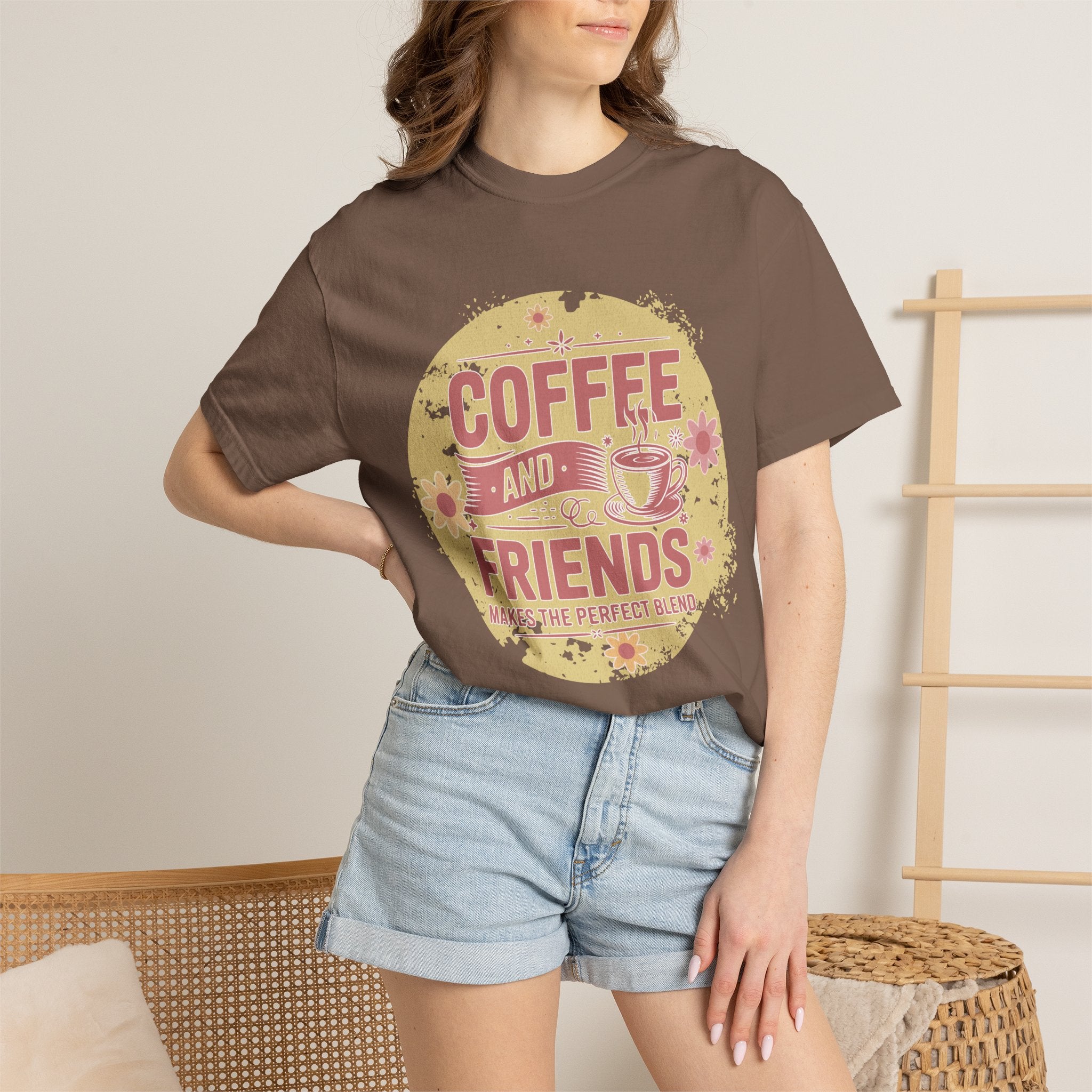 Coffee and Friends Textured T-Shirt — 'Makes the Perfect Blend' Casual Tee