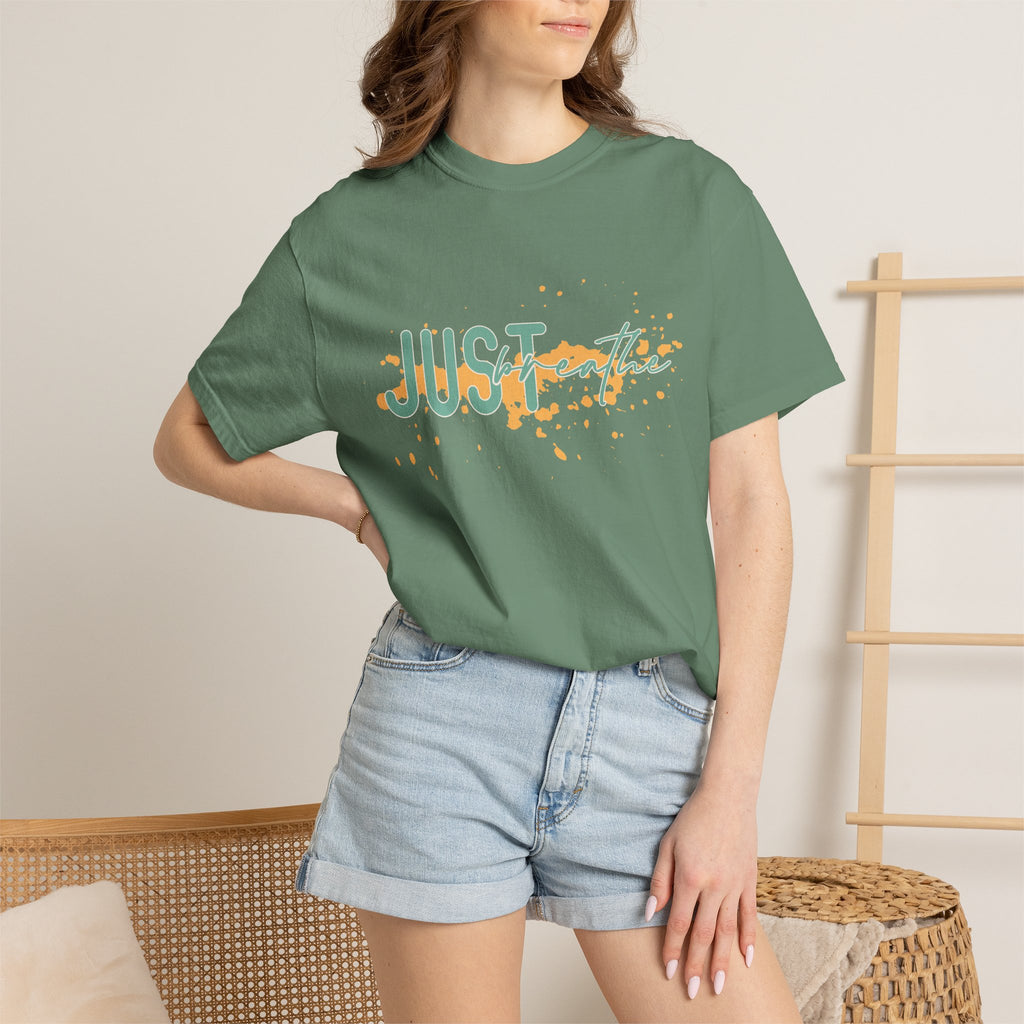 Just Breathe Textured T-Shirt — Relaxed Inspirational Graphic Tee