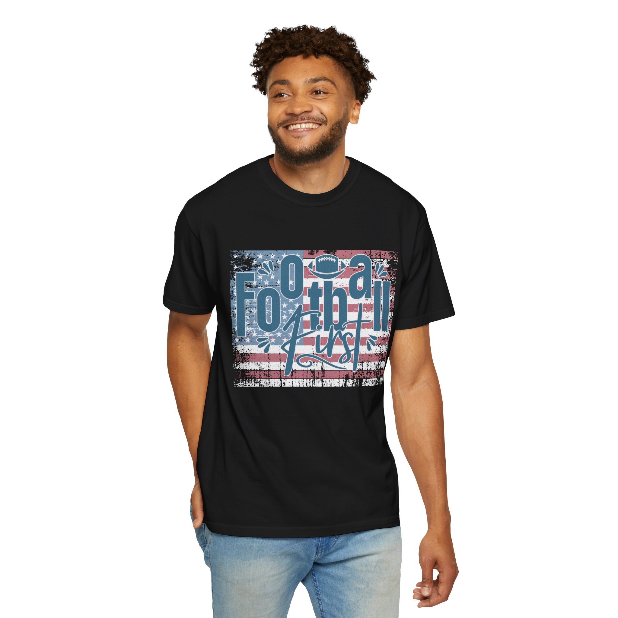 Textured Retro Americana Football First Tee