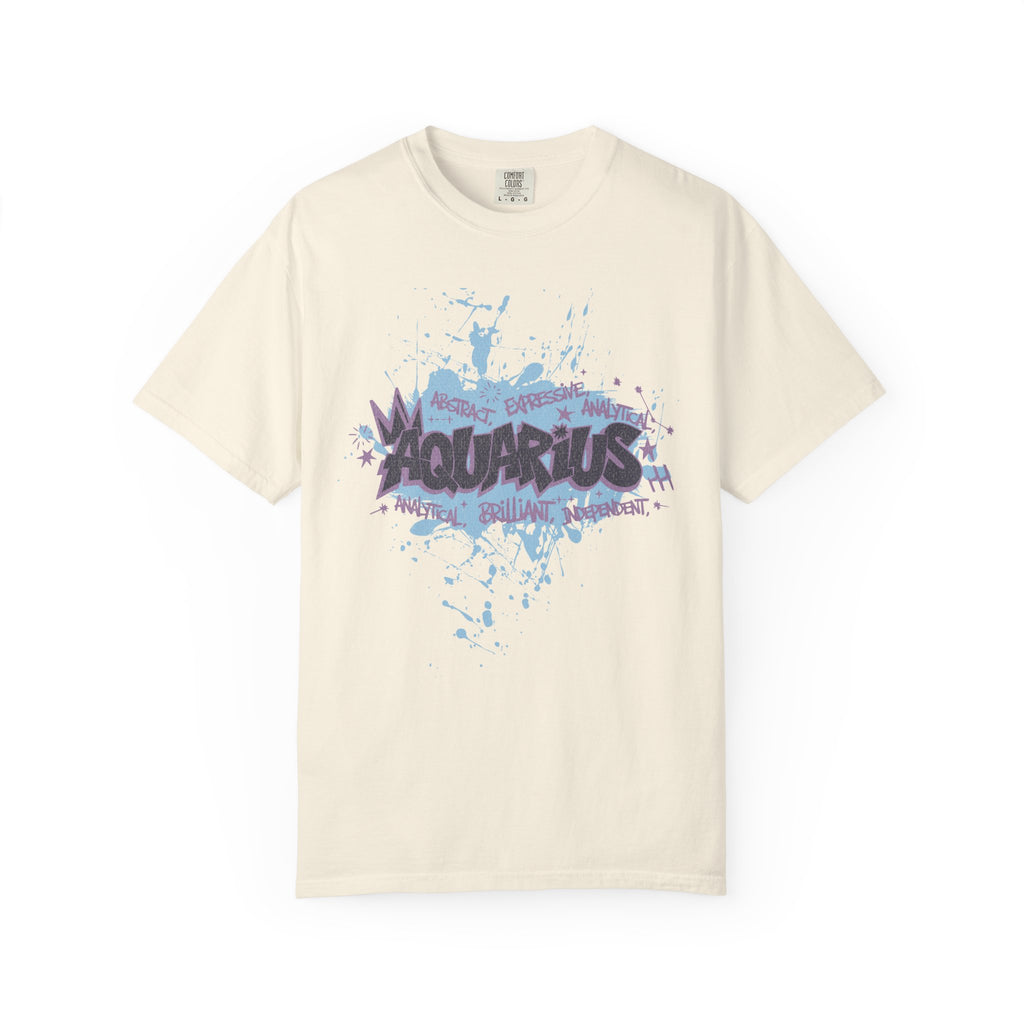Aquarius Zodiac Textured T-Shirt — Water-Bearer Horoscope Tee