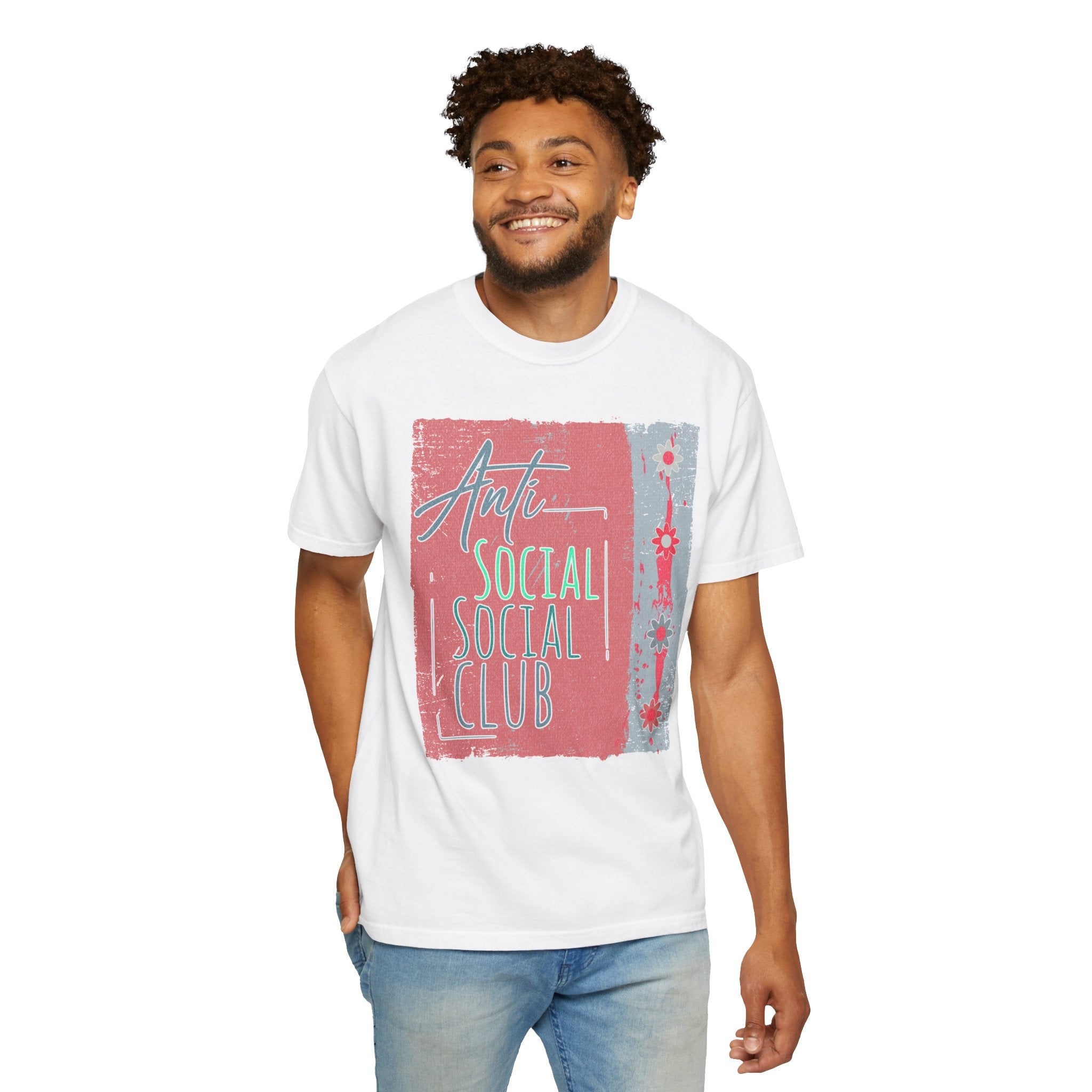 Textured Anti Social Social Club Graphic T-Shirt — Vintage Retro Block Print Tee