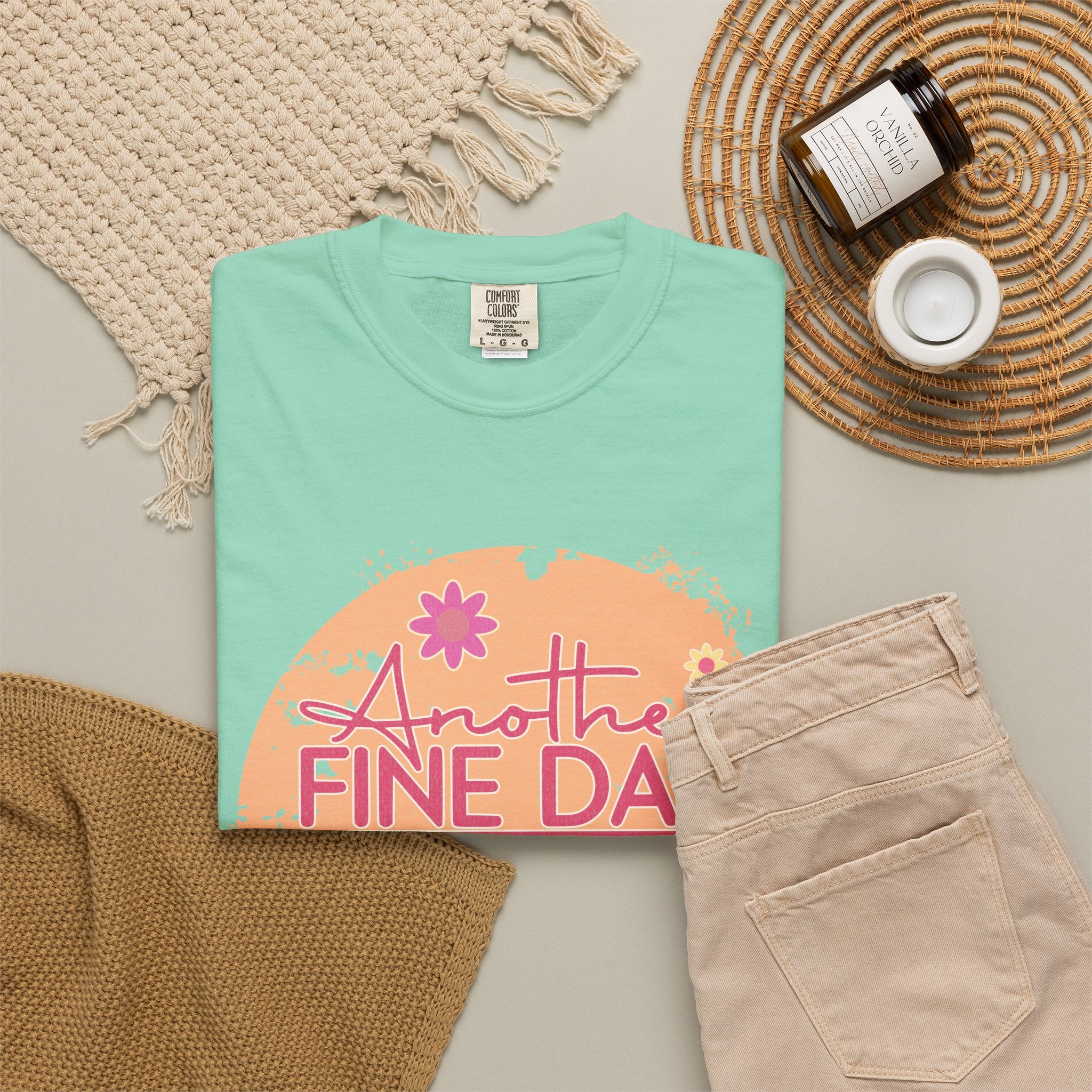 T-Shirt — "Another Fine Day Ruined by Adulthood"Textured Retro Floral Graphic