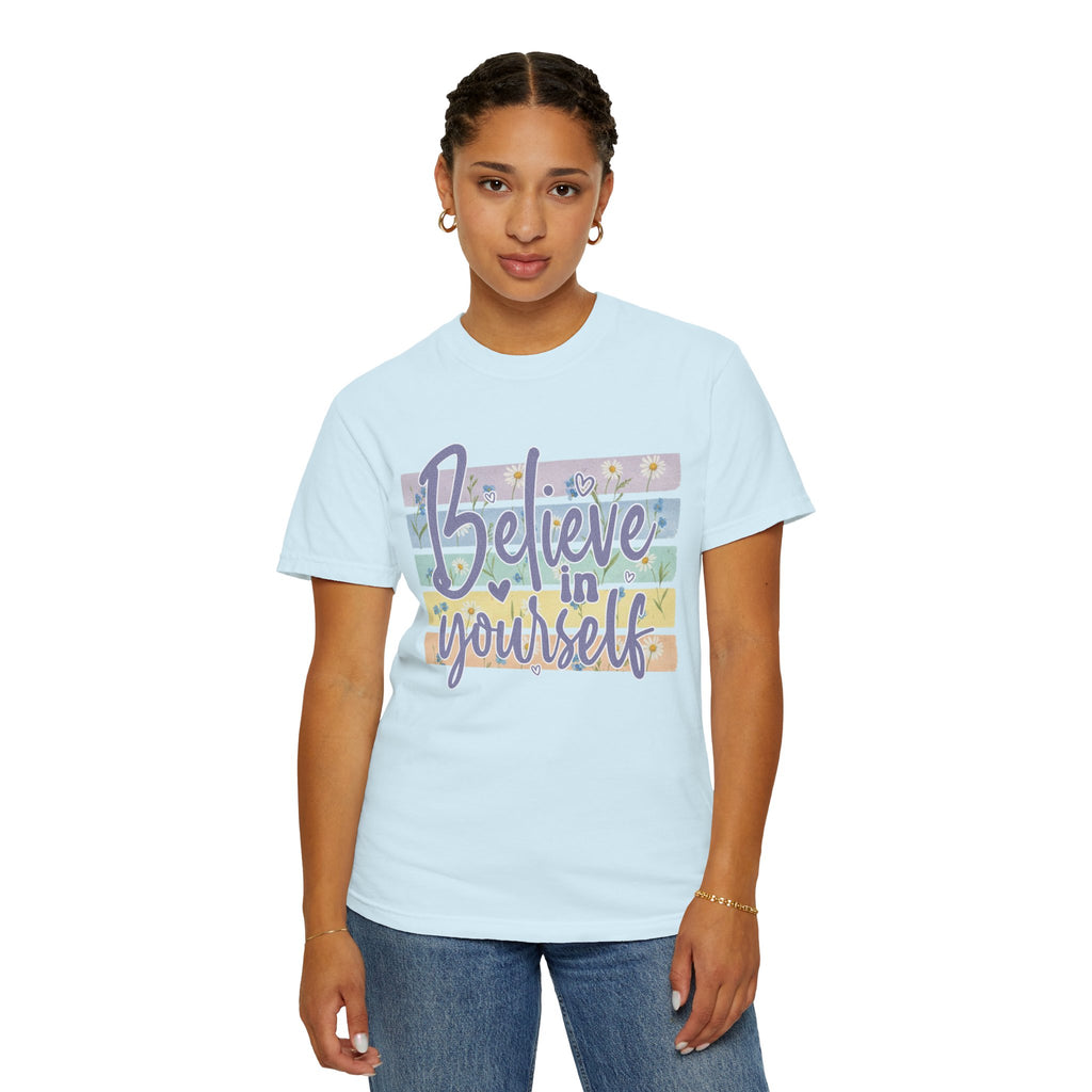 Textured Believe In Yourself T-Shirt — Inspirational Pastel Graphic Tee