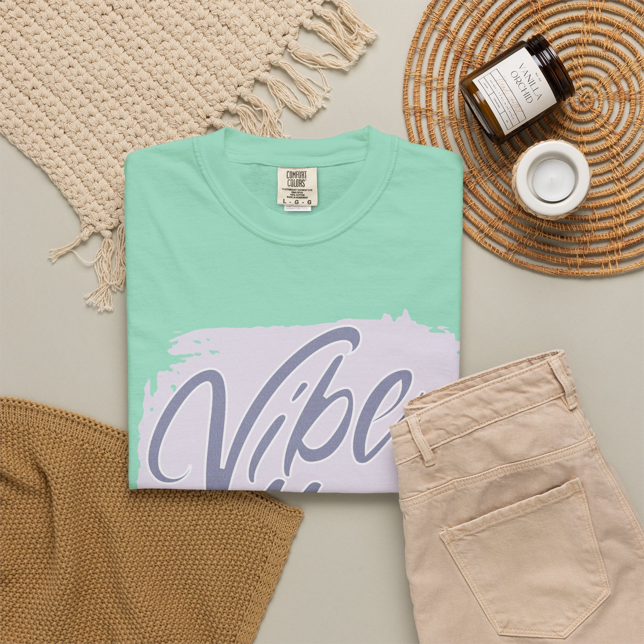 Vibe High Textured T-Shirt — Retro Brush Script Graphic Tee