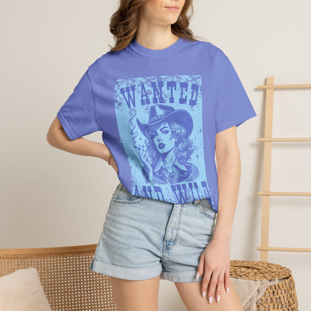 Wanted and Wild Cowboy Cowgirl  Textured T-Shirt