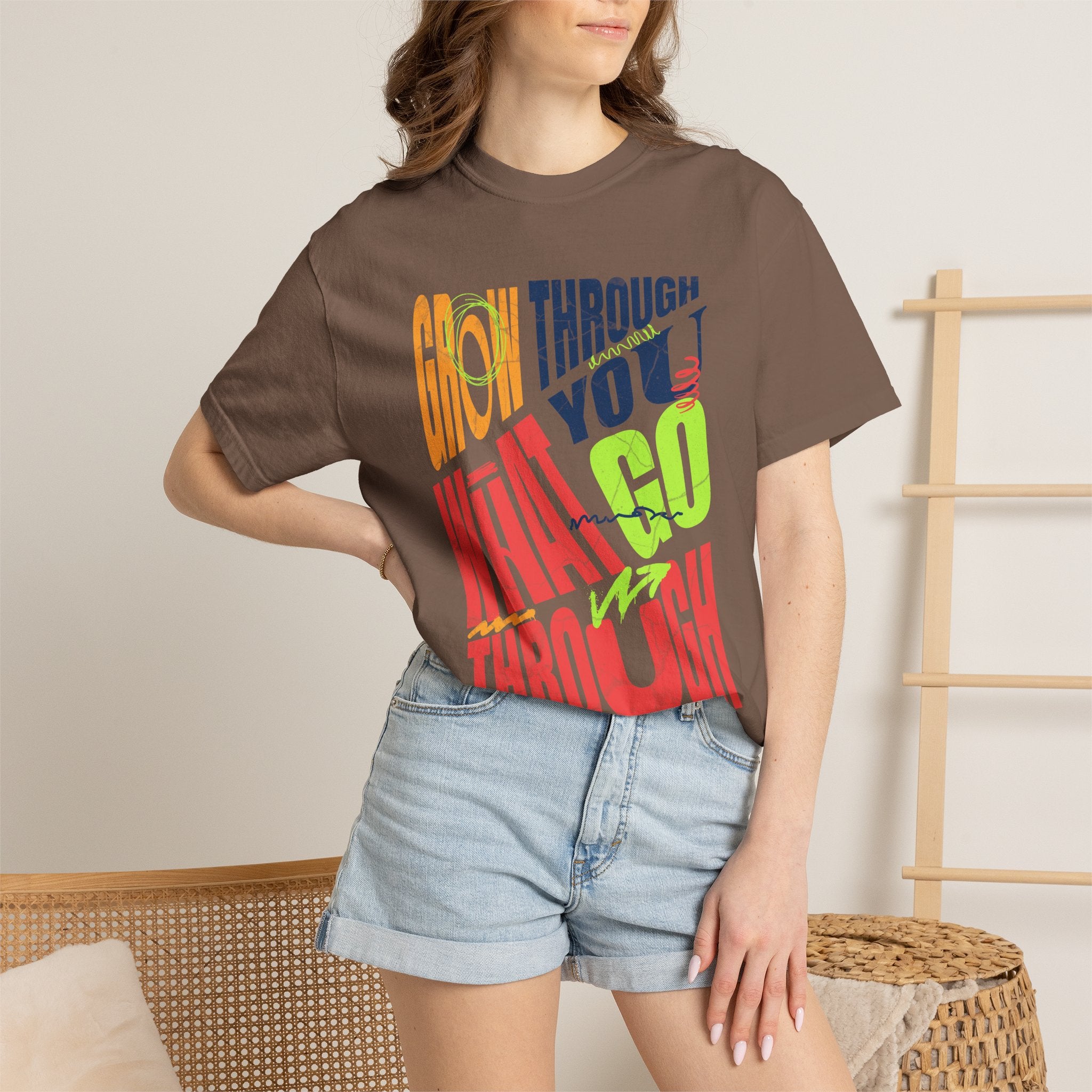 Grow Through What You Go Through T-Shirt | Textured Colorful Typographic Motivational Tee