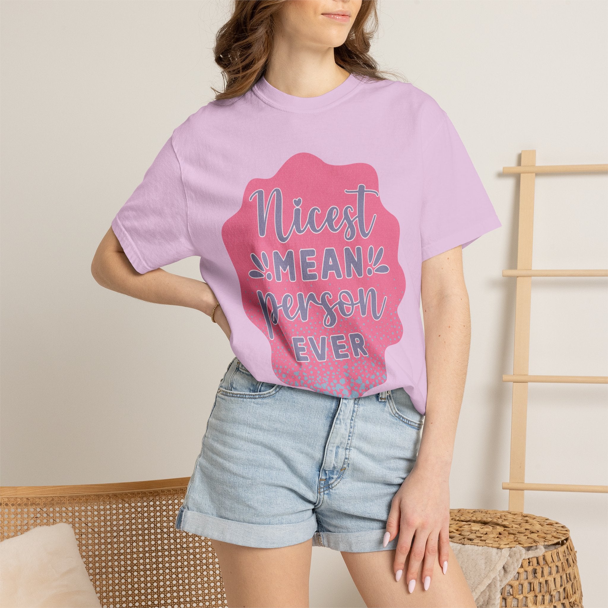 Nicest Mean Person Ever Textured T-Shirt — Funny Sarcastic Graphic Tee