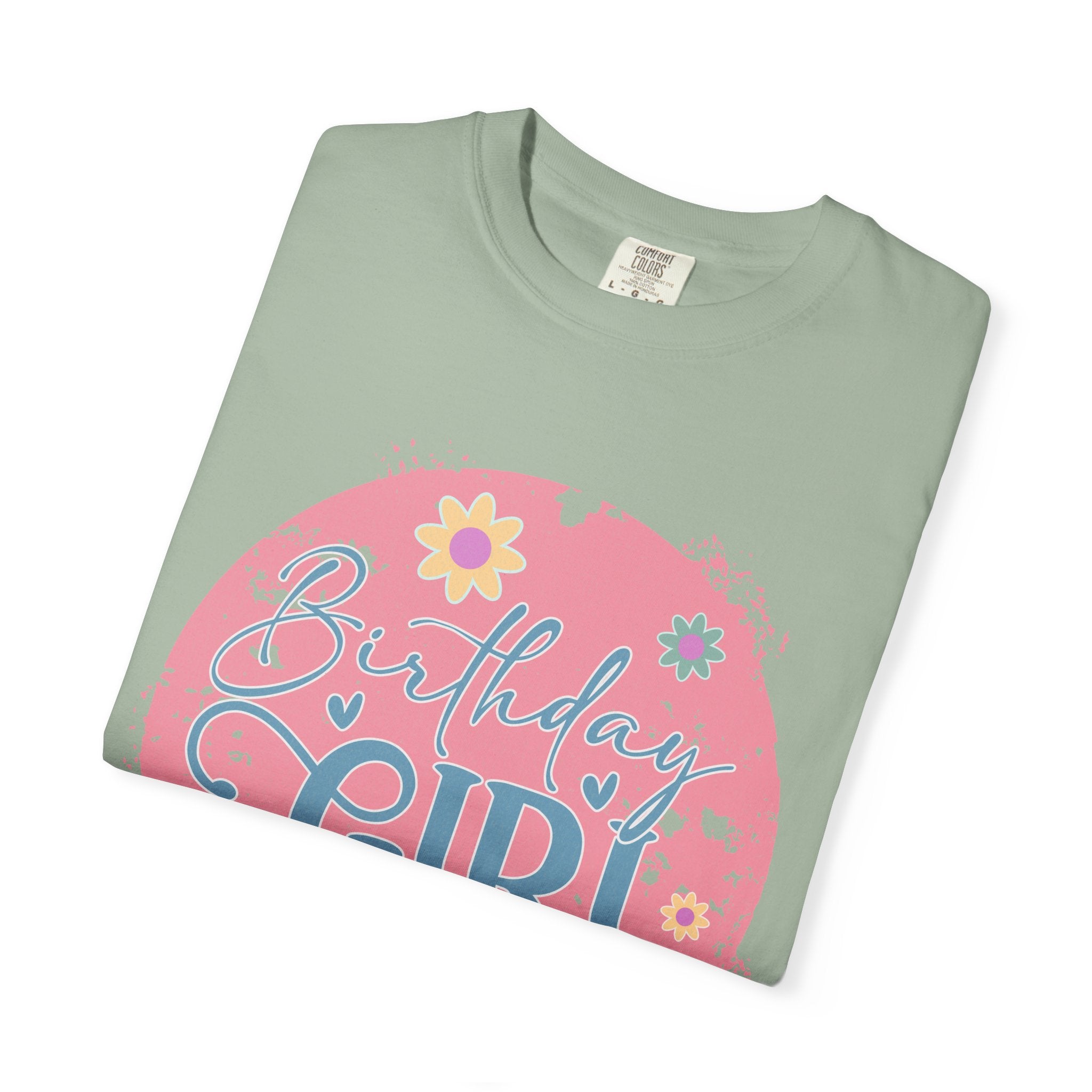 Birthday Girl Textured T-Shirt — Floral Pink Celebration Tee