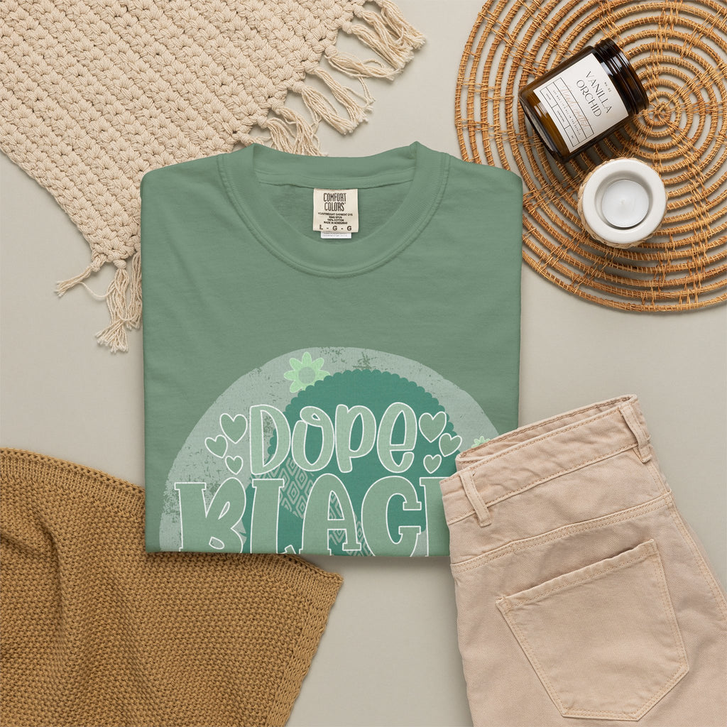 Dope Black Mom Textured T-Shirt — Retro Floral 'Dope Black Mom' Graphic Tee