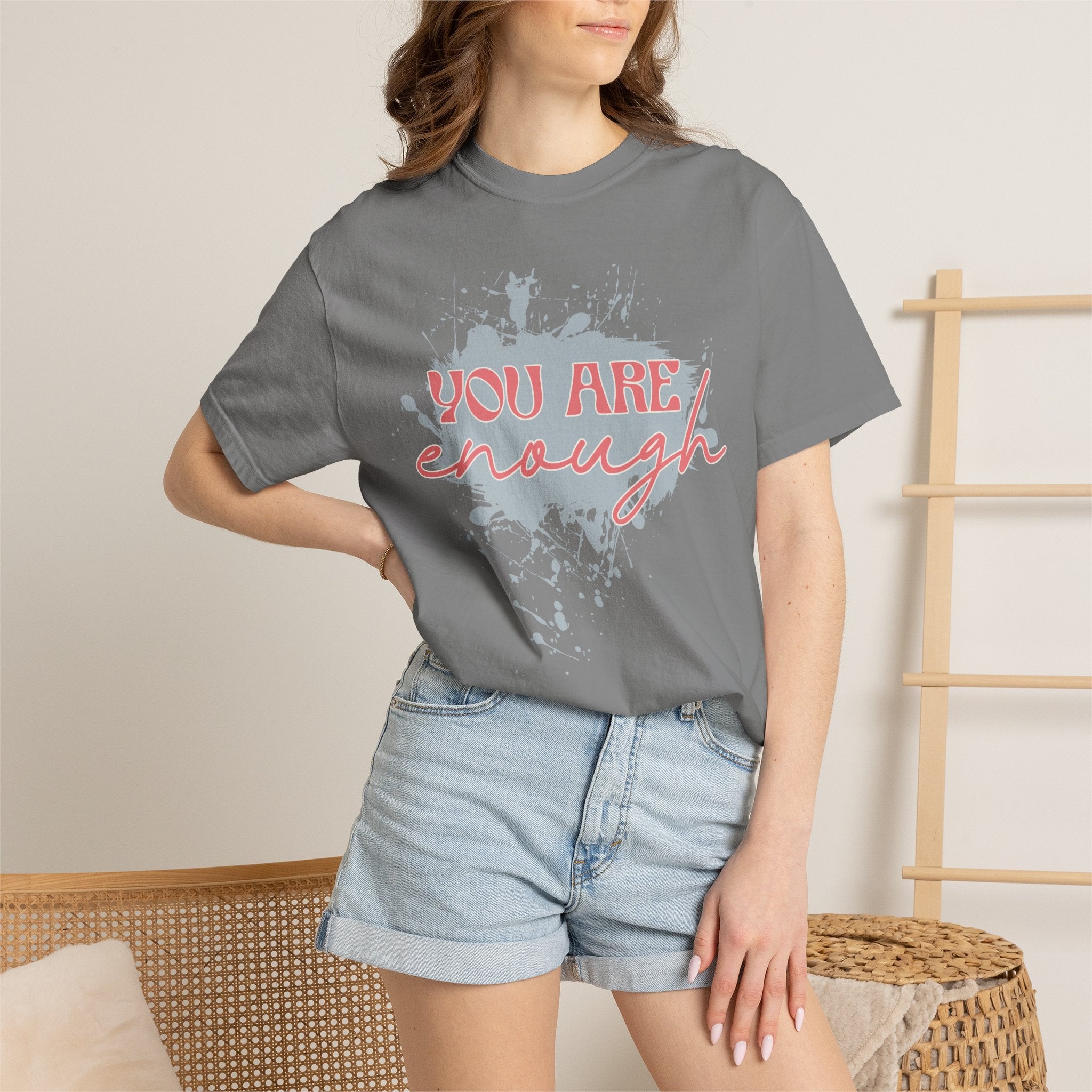 You Are Enough Textured Tee — Inspirational Positive Message Graphic T-Shirt